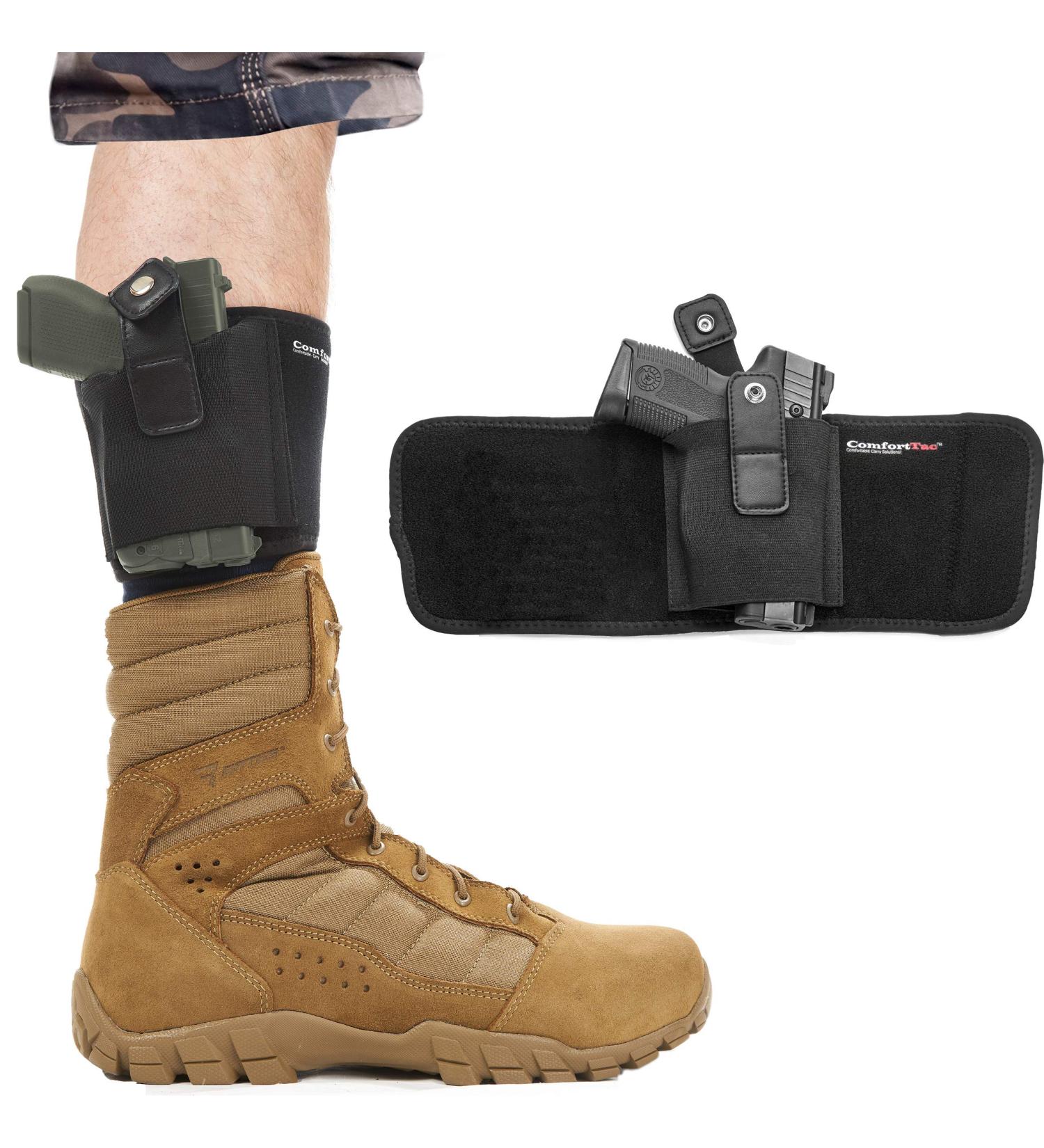 ComfortTac Ultimate Ankle Holster for Glock, Smith & Wesson, Ruger, Sig Sauer - Fits Up To 13 Leg - Concealed Carry Holster - Buy Online on SooperMarket.com