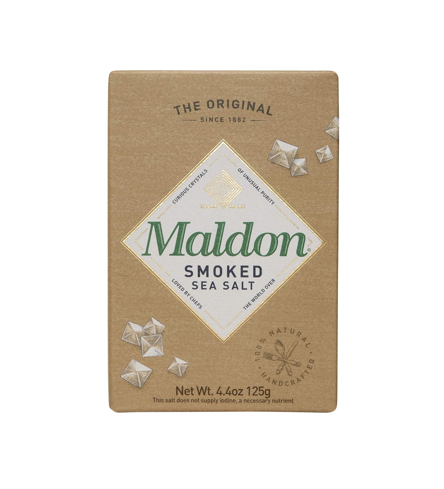 Smoked Maldon Sea Salt Flakes - 4.4 oz (125g) â€“ Handcrafted Gourmet Pyramid Crystals, Kosher, Natural - 2 Count - Buy Online on SooperMarket.com
