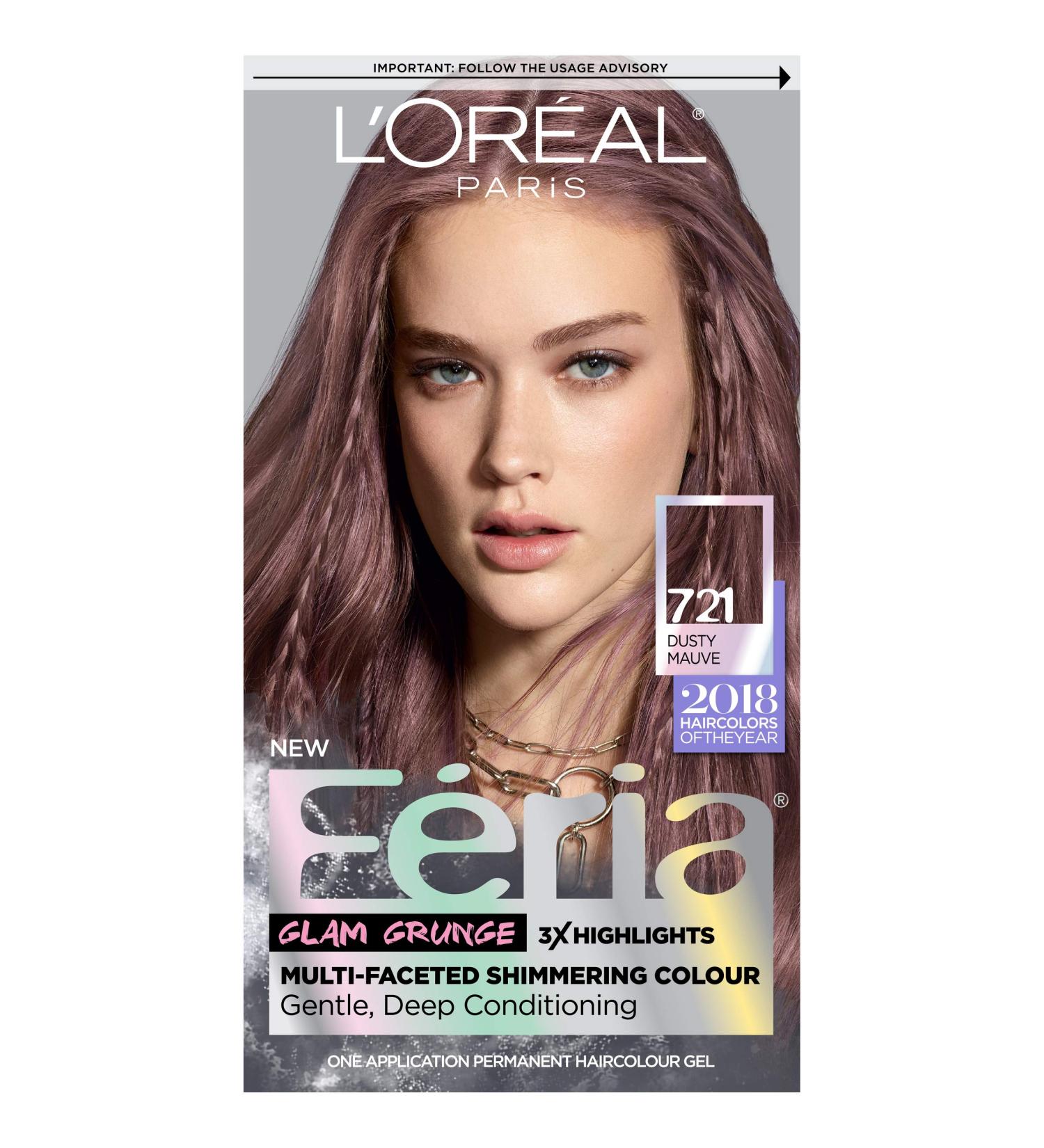 L'Oreal Paris Feria Dusty Mauve Hair Color - Silver & Pinks | Permanent Multi-Faceted Shimmering Formula - 1 Count - Buy Online on SooperMarket.com