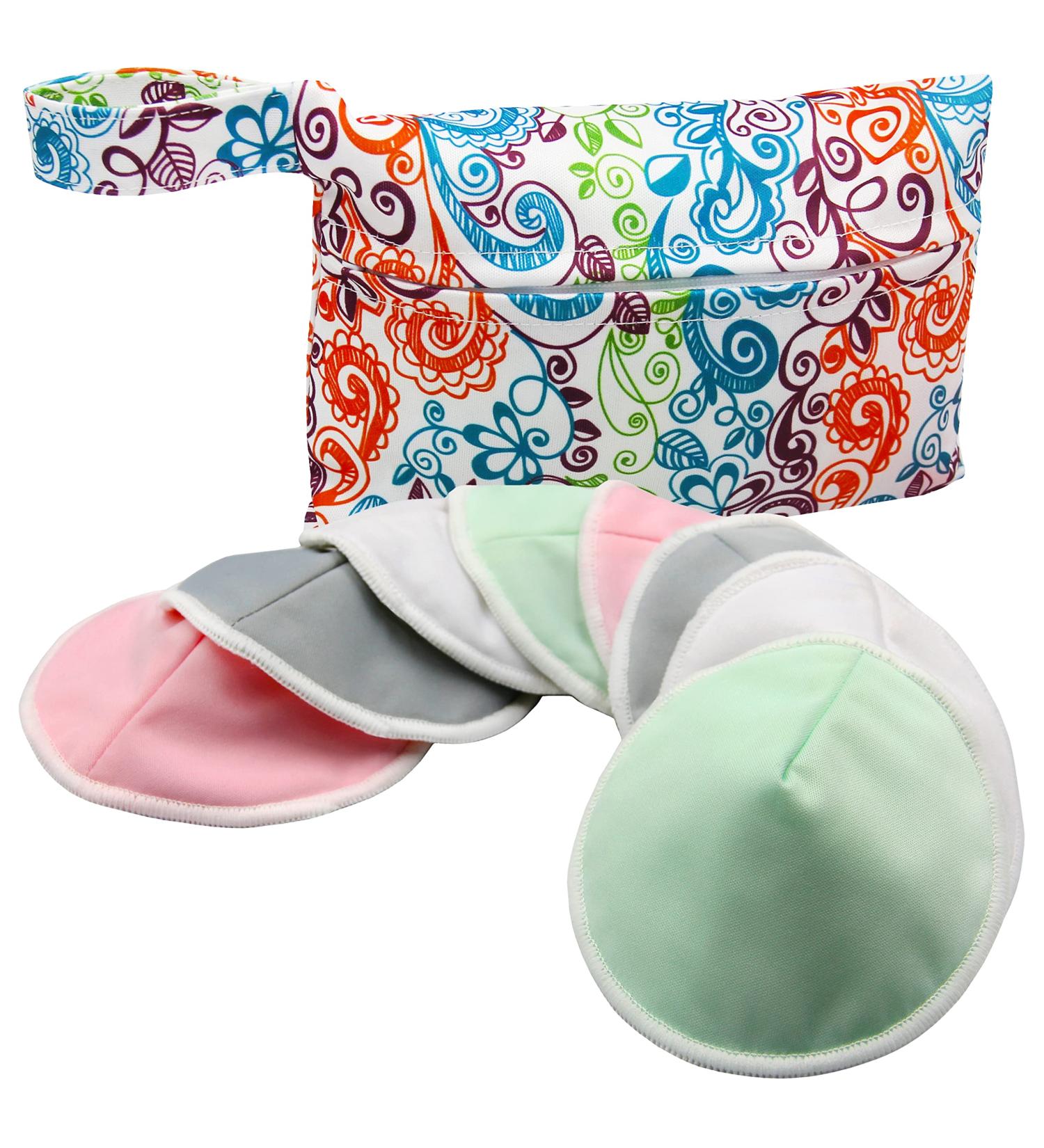 PINOWU Women's Nursing Pads - Reusable Breastfeeding Nipple Covers - 8 Washable Pads + Wet Bag - Maternity Essentials (Pastel Touch Large 4.7 - Buy Online on SooperMarket.com