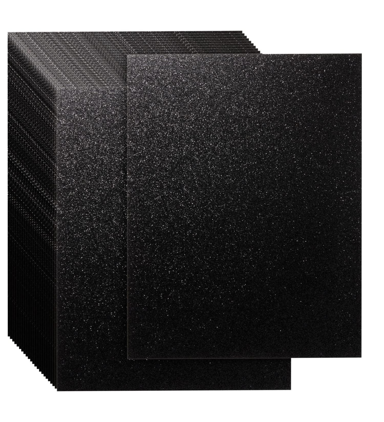 Black Glitter Cardstock Paper - 24 Sheets for Crafts, Birthday Cards, Wedding Invitations - 280gsm, 8.5x11 - Buy Online on SooperMarket.com