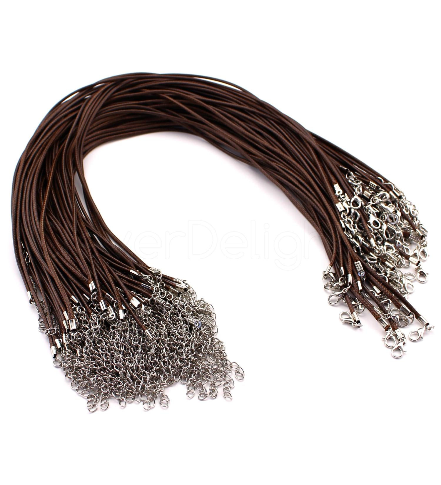 CleverDelights Imitation Leather Cord Necklaces - Brown - 18 Inch - 100 Pack