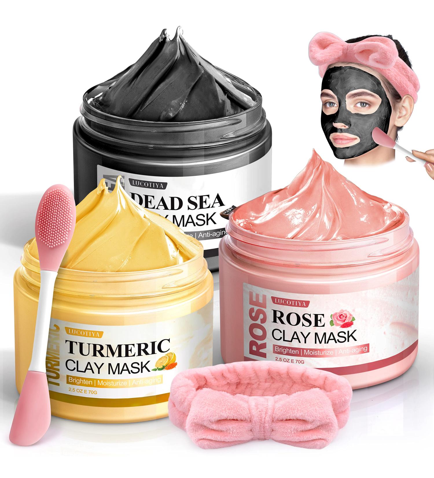 5-Piece Face Mask Set for Deep Pore Cleansing with Turmeric, Vitamin C, Dead Sea Mud, and Rose Clay Masks Ideal Skincare Gift for Women - Buy Online on SooperMarket.com