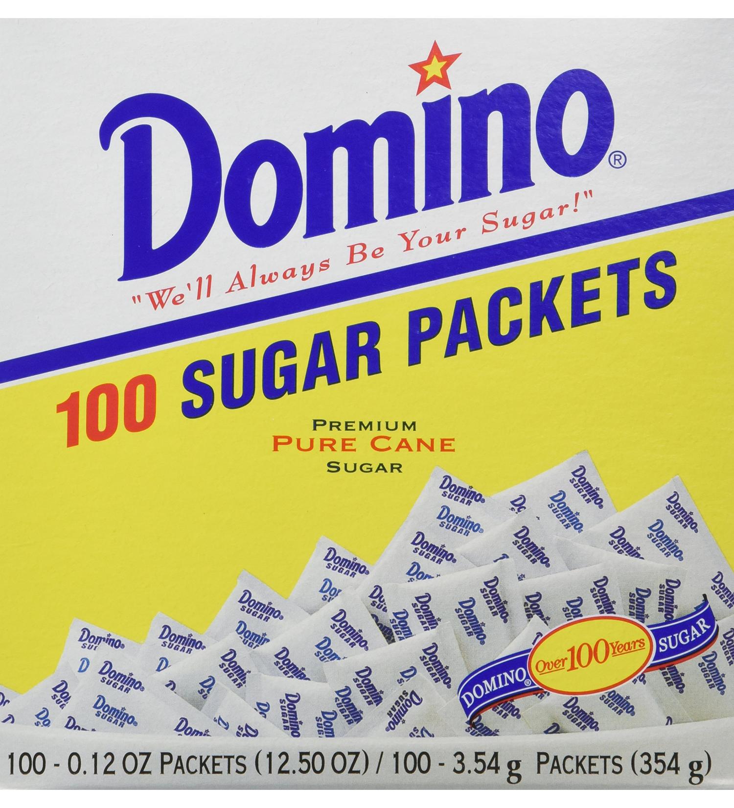 Domino Premium Pure Cane Sugar Packets - 100 Packets x 0.12oz (3.54g) - Pack of 2 - Buy Online on SooperMarket.com