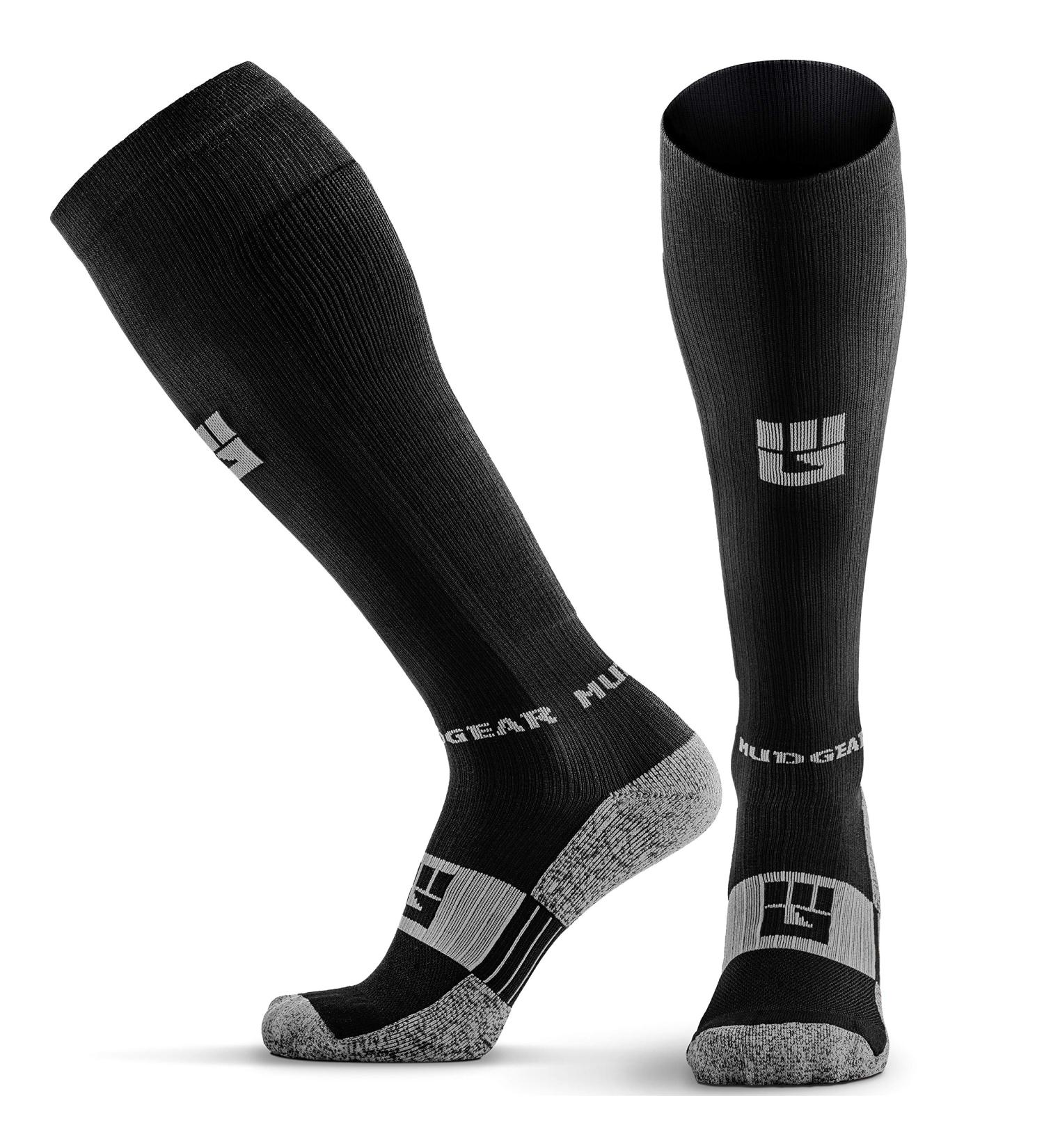 MudGear Premium Compression Socks - OCR Trail Running Socks | Men & Women | Black/Gray - Large - Buy Online on SooperMarket.com