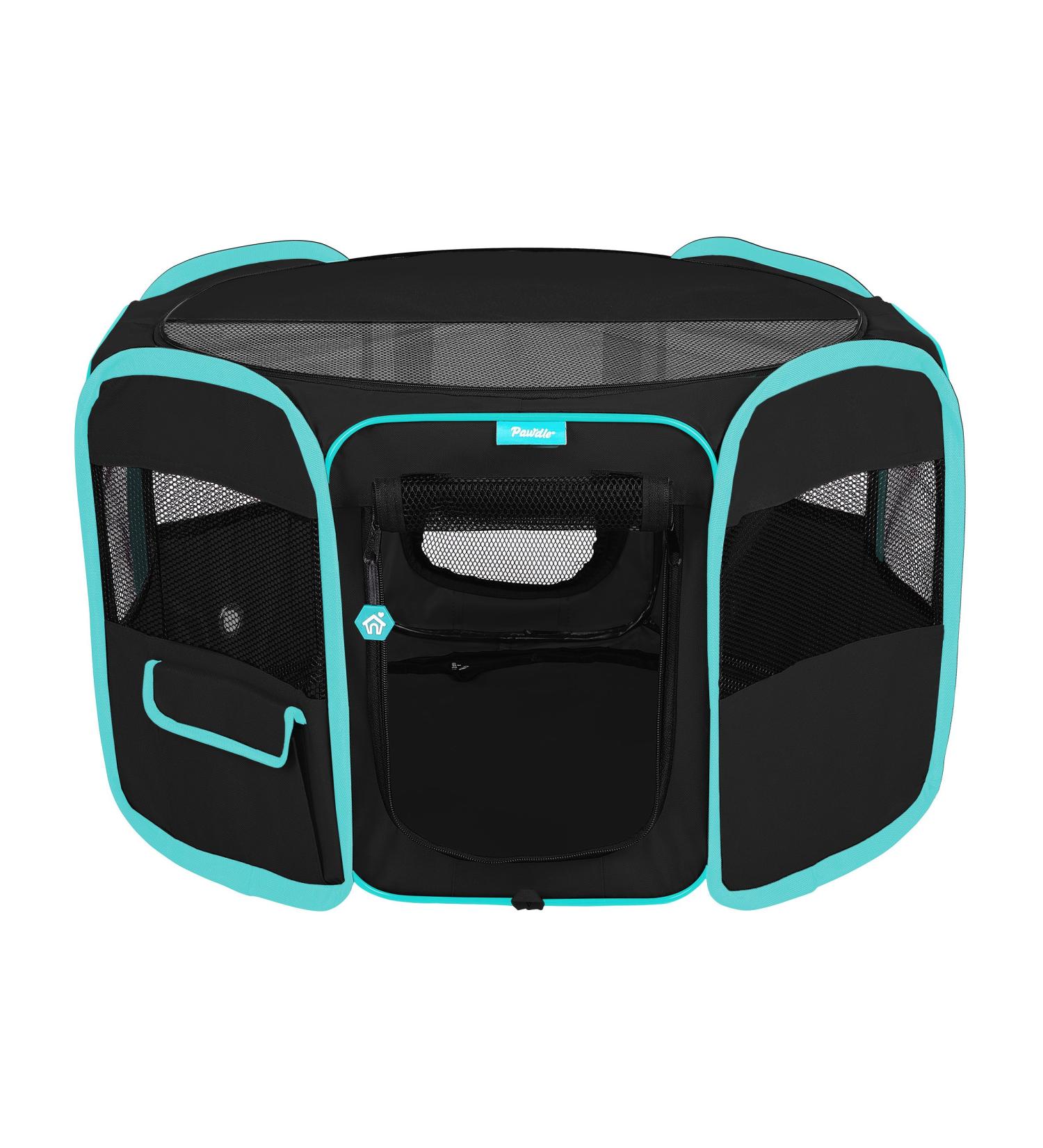 Pawdle Deluxe Portable Pet Playpen with Travel Case and Shaded Cover - Small Black - Buy Online on SooperMarket.com
