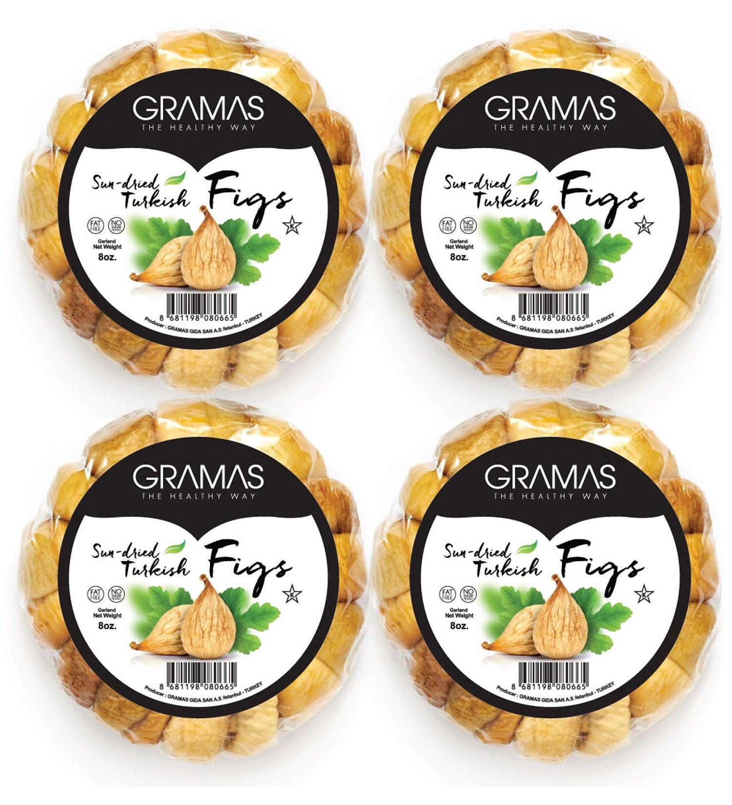 Gramas Natural Sun-Dried Calimyrna Figs Garland - Vegan, Gluten-Free, Non-GMO - 2 lbs (Pack of 4) - Buy Online on SooperMarket.com
