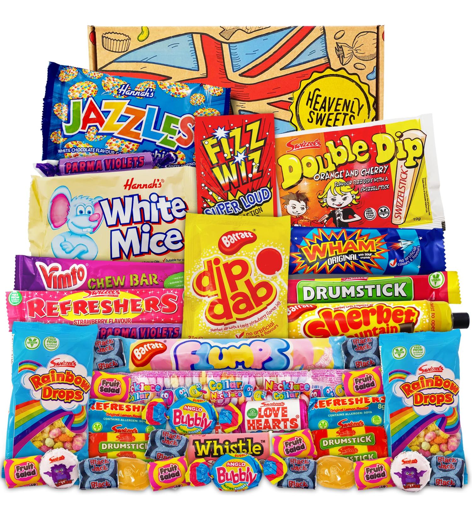 Heavenly Sweets - Retro Sweets Gift Box - Party Sweets - Gift Box of Sweets Candy & Chocolate for Birthday and Fathers Day - Old Fashioned Sweets gifts for him candy gifts for women - Buy Online on SooperMarket.com