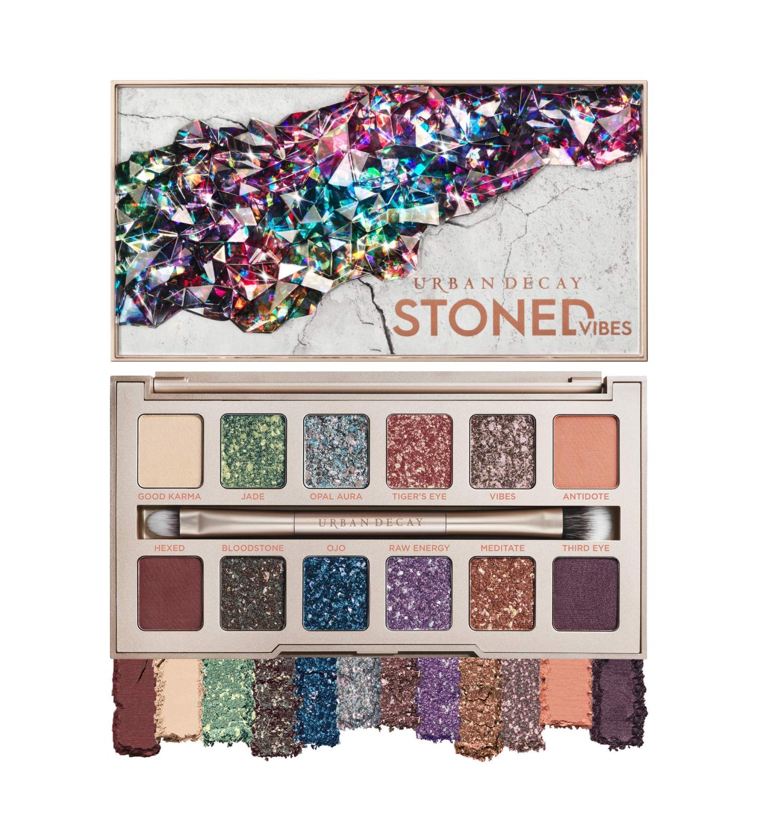 Urban Decay Stoned Vibes Eyeshadow Palette - 12 Shimmer + Matte Shades - Vegan Formula with Tourmaline Crystal - Gift Set with Mirror & Brush - Buy Online on SooperMarket.com