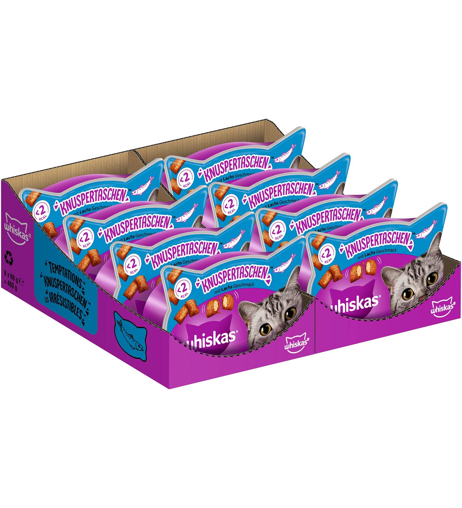Whiskas Crunchy Pockets Cat Snack with Salmon - 8x60g - International Shipping Available - Buy Online on SooperMarket.com