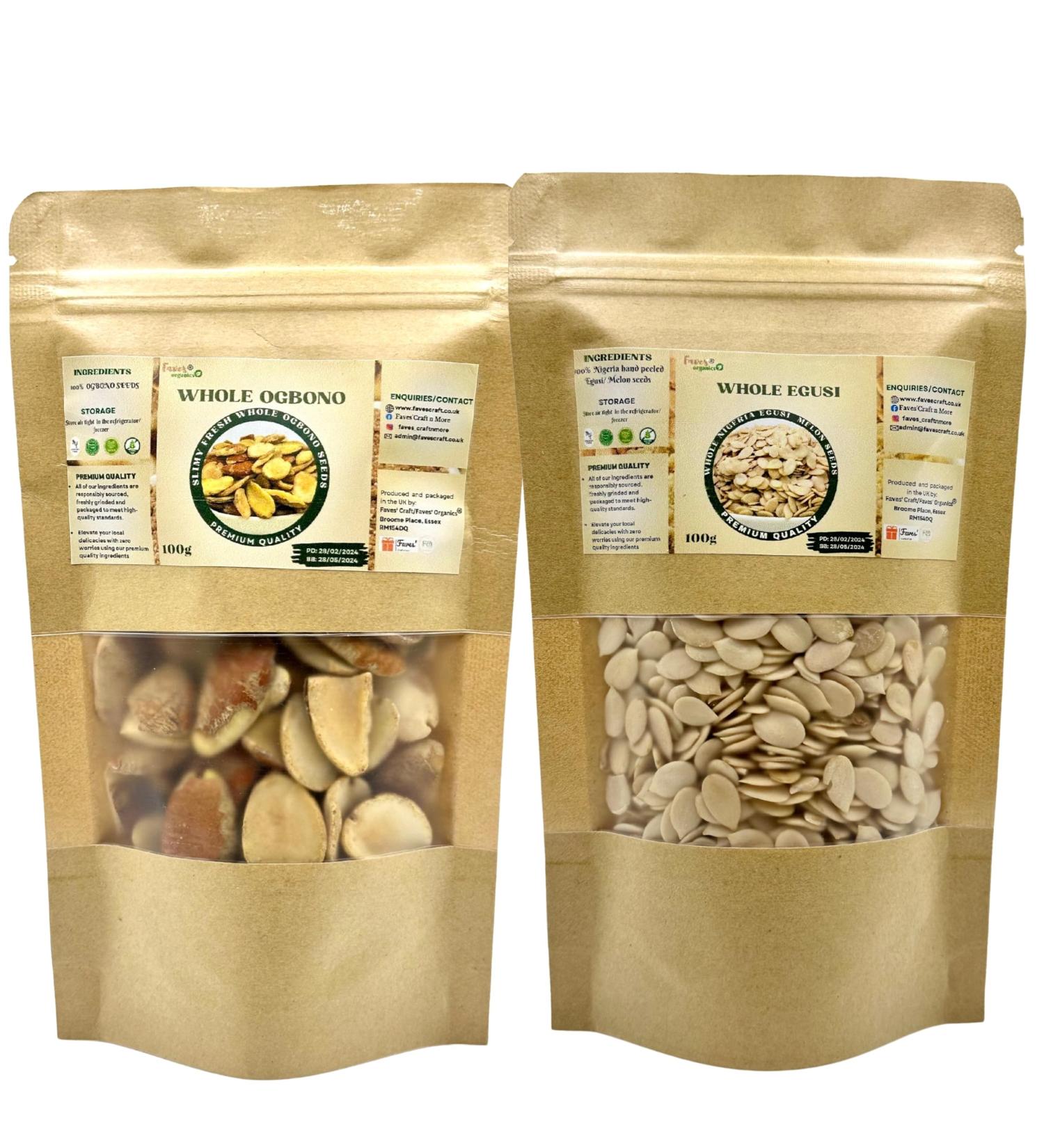 Whole Egusi Hand Peeled Nigeria Egusi Melon Seed Premium Quality (Egusi and Ogbono(100g)) - Buy Online on SooperMarket.com