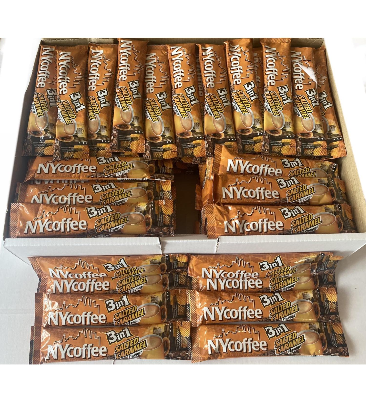 NY Coffee 3 in 1 sachets 100 servings in a box - Salted caramel whitener sugar instant coffee sachets for home or office use. - Buy Online on SooperMarket.com