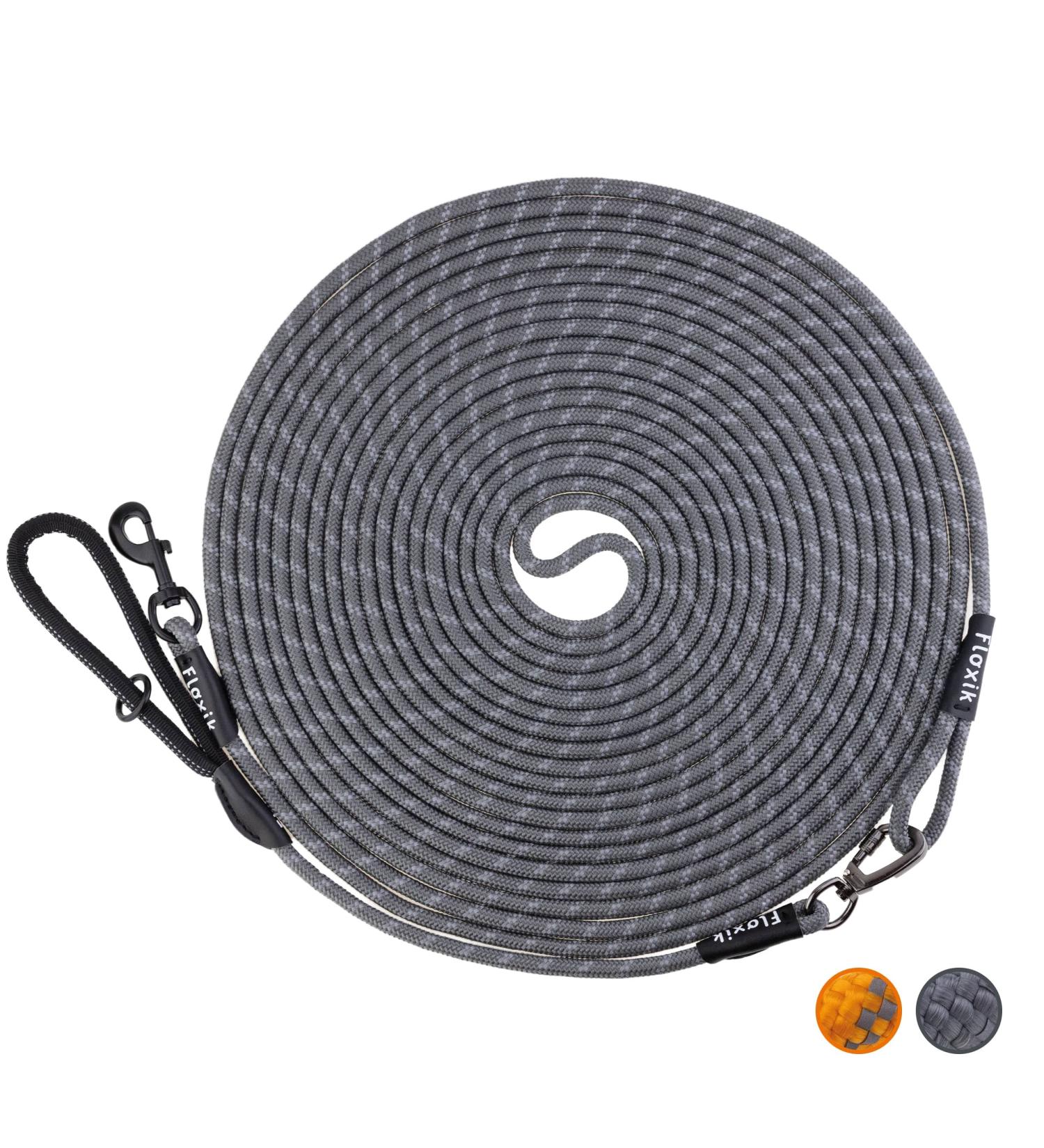 Buy Floxic Tow Lines for Dogs - 5m 10m 15m 20m Gray | Reflective Tether with Removable Hand Loop | Ideal for Puppy Training - International Shipping Available - Buy Online on SooperMarket.com