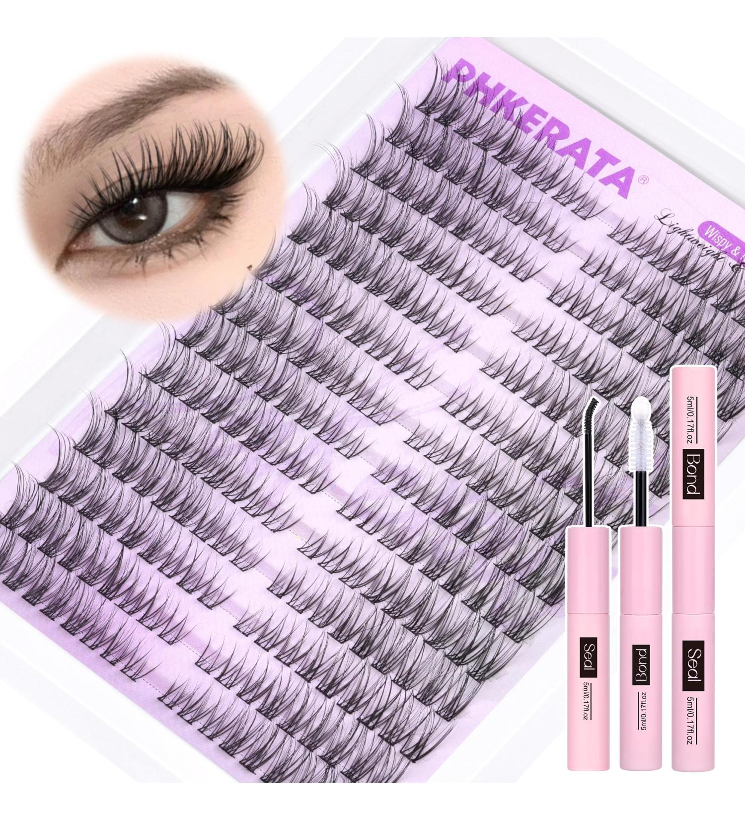 PHKERATA Wispy Cluster Lashes Kit - 252Pcs C Curl Eyelash Clusters for Cat Eye Look | Natural Lash Extension Kit with Lash Bond and Seal | 7-15MM Individual Clusters - Buy Online on SooperMarket.com