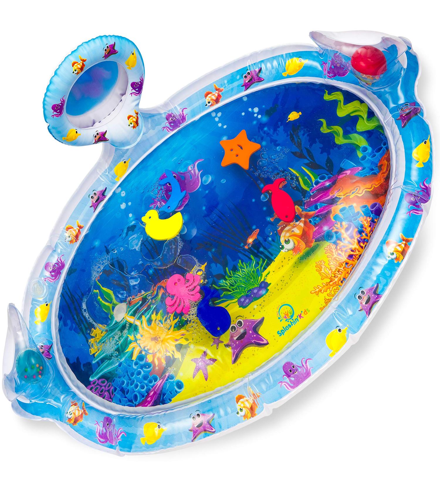 Splashin'kids Inflatable Tummy Time Water Mat with Mirror & Rattles for Infants & Toddlers - Fun Activity Center for Baby Stimulation & Growth - Buy Online on SooperMarket.com