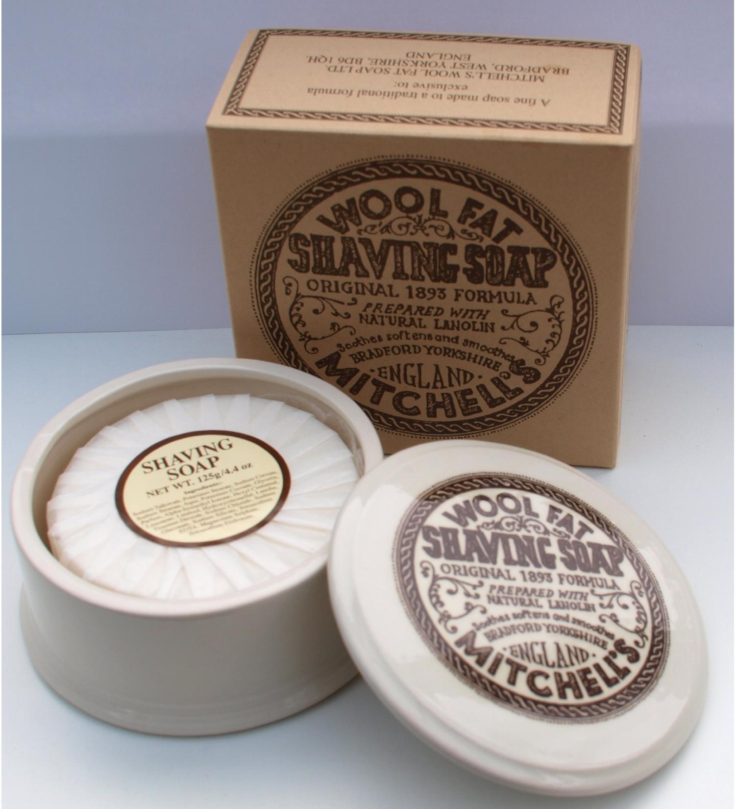 Mitchell's Wool Fat Shaving Soap in Dish - Premium Quality Shave Soap - Buy Online on SooperMarket.com