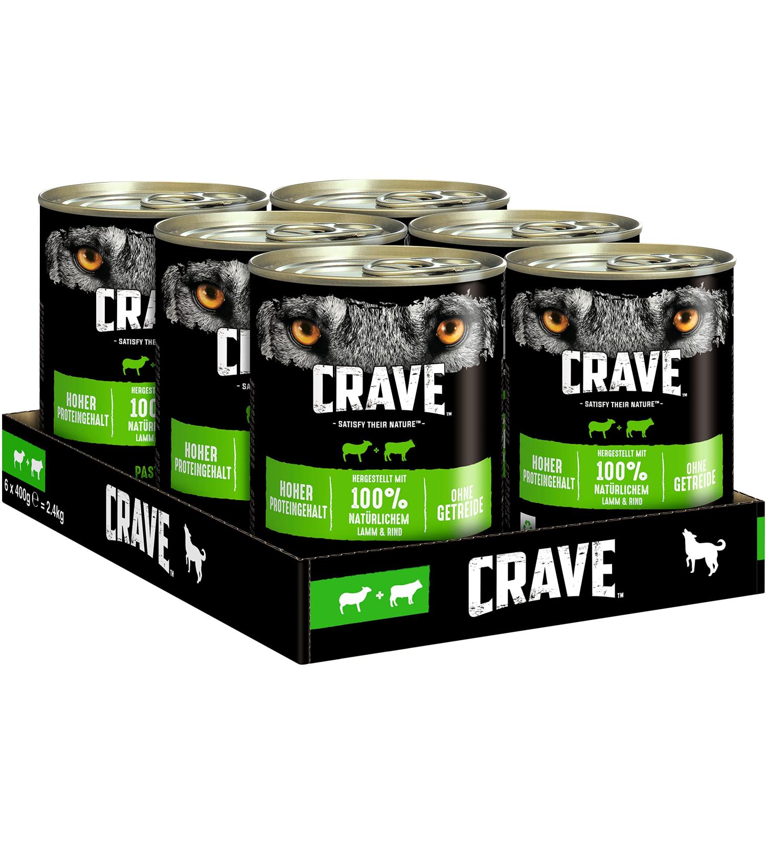 Crave Adult Dog Food Pate with Lamb & Beef - Grain-Free High Protein 6 Cans (6x400g) - Premium Natural Wet Food for Dogs - Buy Online on SooperMarket.com