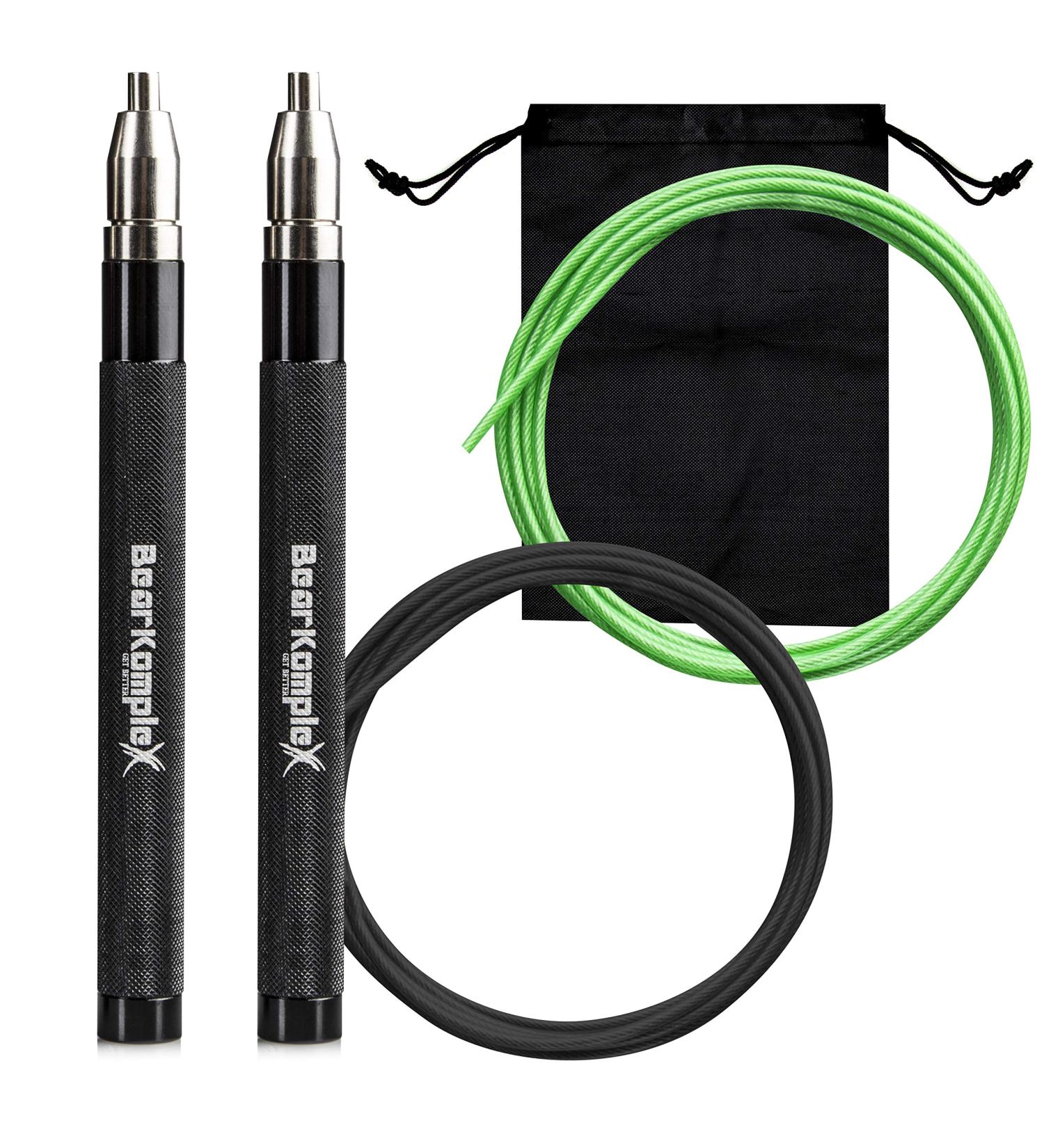 Bear KompleX Aluminum Speed Jump Rope with Free Carrying Case - Perfect for At-Home Workouts, Double Unders, Boxing, Fitness & Conditioning - Easy Setup for Men and Women - Black Ice - Buy Online on SooperMarket.com