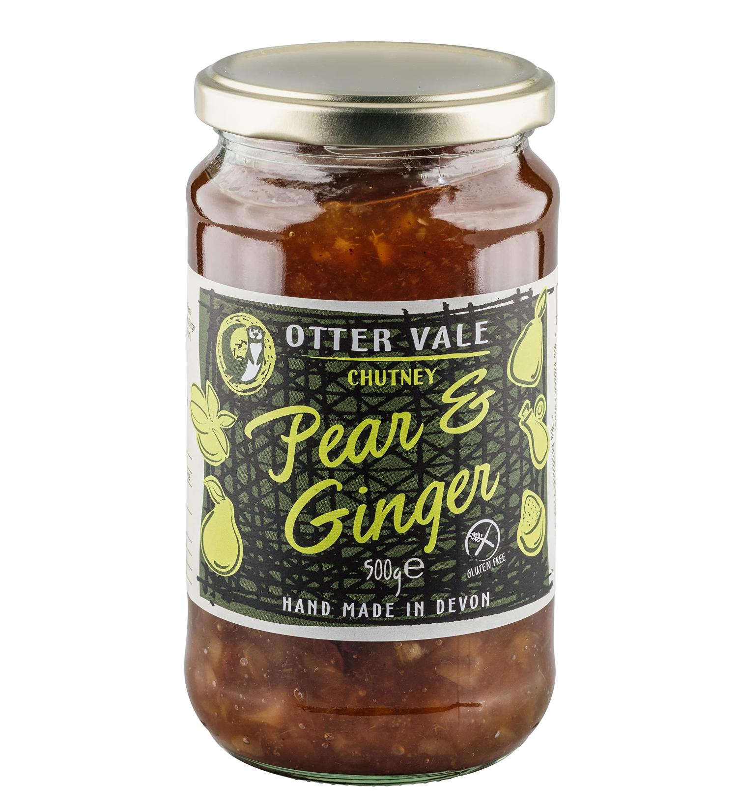 Otter Vale Pear and Ginger Chutney pear fruitiness with Great stem Ginger Flavour Hand-Made in Devon Gluten-Free 500 g Glass jar Pear & Ginger Chutney