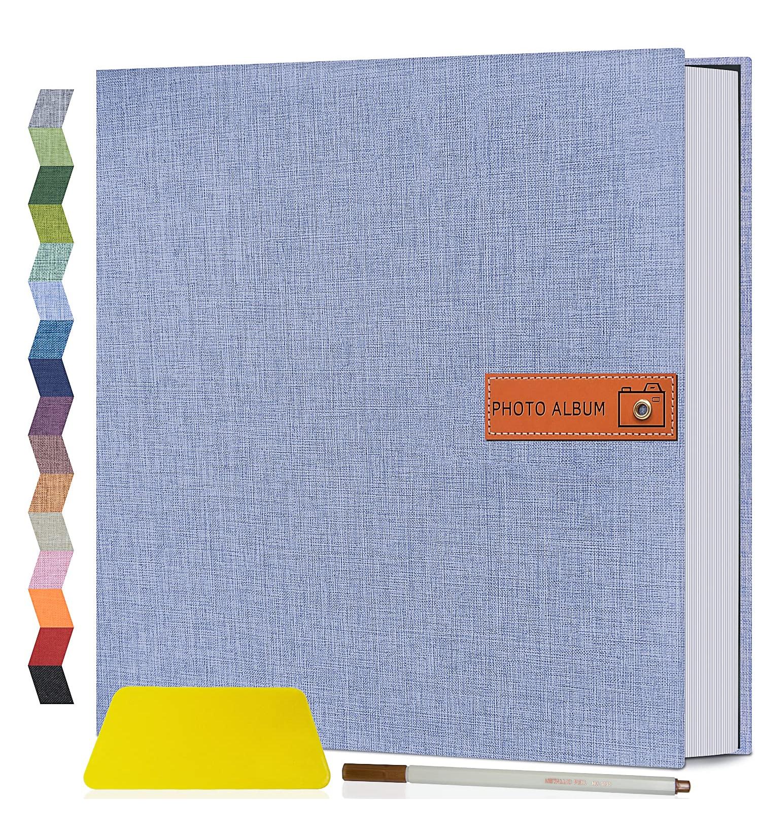 Popotop Large Self-Adhesive Photo Album | 40 Pages | DIY Scrapbook for Mom, Family, Baby & Wedding | Includes Metal Pen | Sky Blue | 13x12.6 - Buy Online on SooperMarket.com
