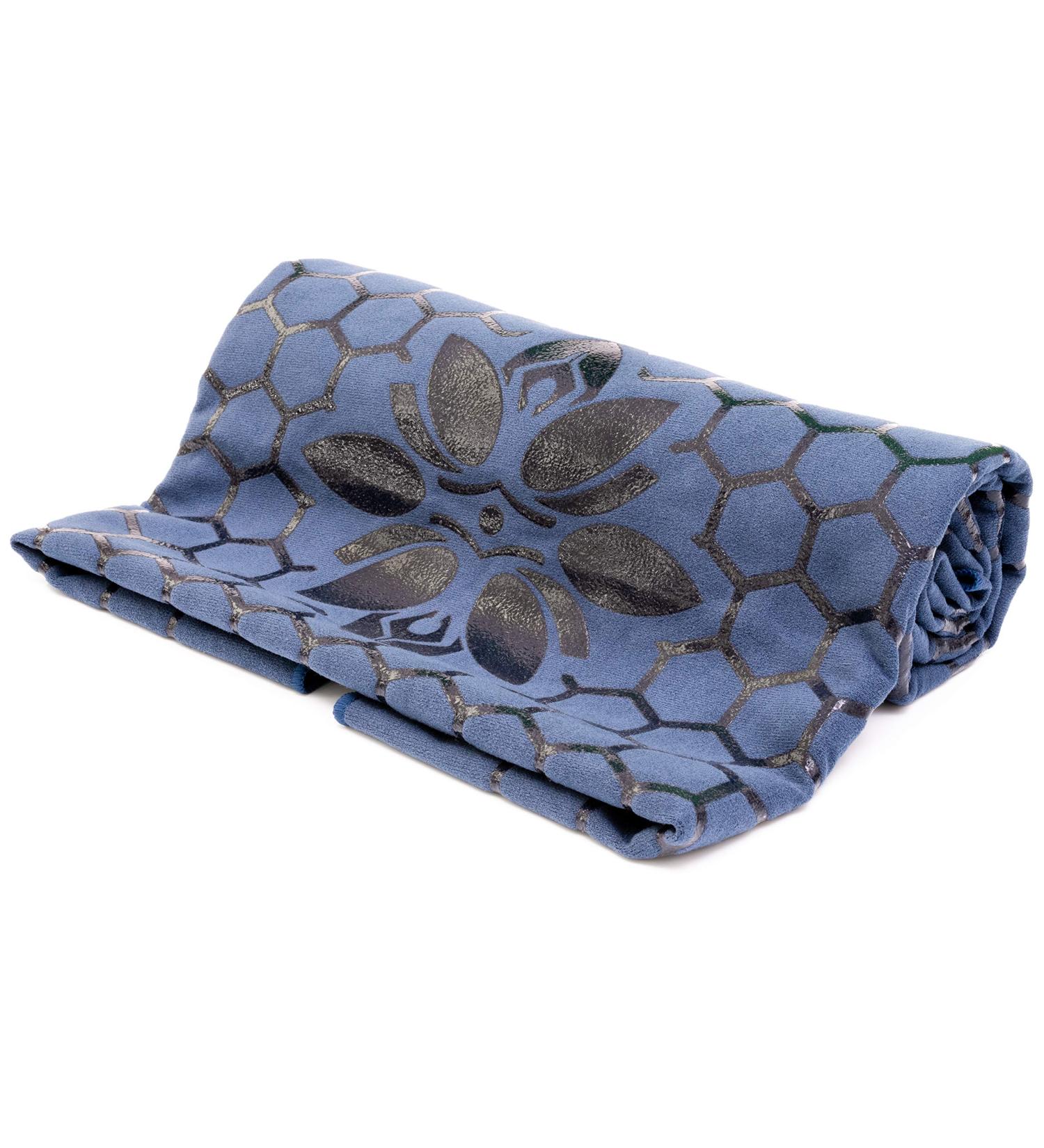Non-Slip Hot Yoga Towel - Unique Two-Sided Design, Absorbent Microfiber, Dark Blue - Buy Online on SooperMarket.com