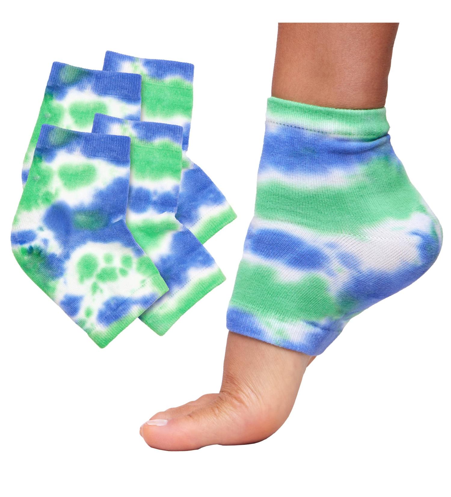 Zentoes Moisturizing Heel Socks - 2 Pairs of Gel-Lined Toe-Free Spa Socks for Dry Cracked Heels - Blue Batik Color - Buy Online on SooperMarket.com