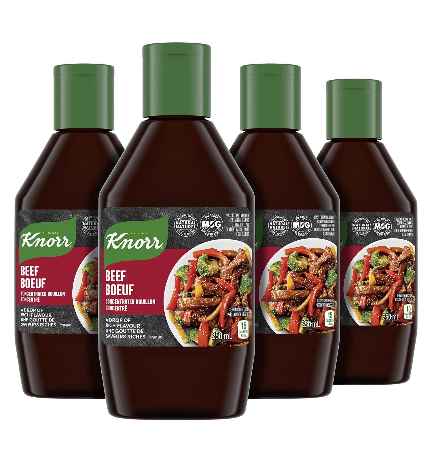 Knorr Concentrated Bouillon just a drop adds deep rich flavour Beef gluten free no added preservatives (pack of 4) Beef 250 ml (Pack of 4) - Buy Online on SooperMarket.com
