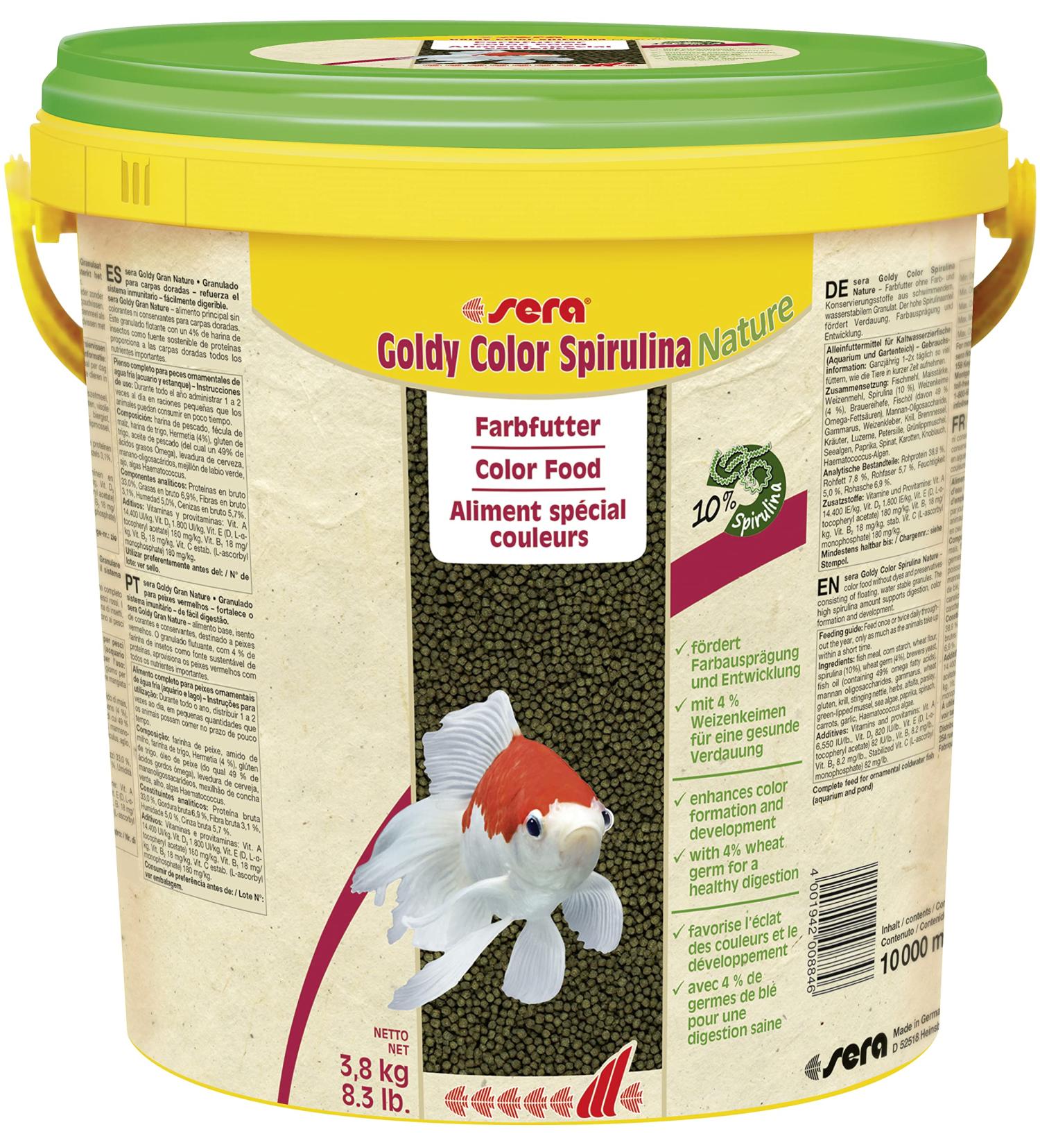 Sera Goldy Color Spirulina Nature 10L - Premium Goldfish Feed with 10% Spirulina for Vibrant Color & Healthy Growth | International Shipping Available - Buy Online on SooperMarket.com