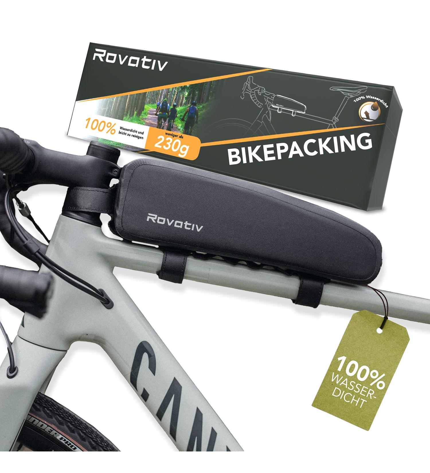 Rovativ 100% Waterproof Bike Packing Top Tube Bag - 1.8L - Extra Support for Gravel Racing & MTB Bikes - Buy Online on SooperMarket.com