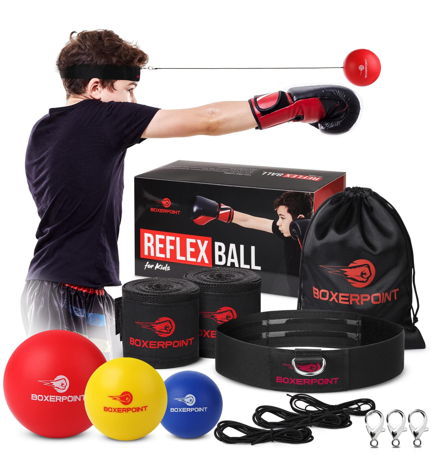 Boxing Reflex Ball Set for Adults and Kids - Improve Hand Eye Coordination and Punching Speed - Set of 3 React Balls with Headband and Carry Bag - Buy Online on SooperMarket.com