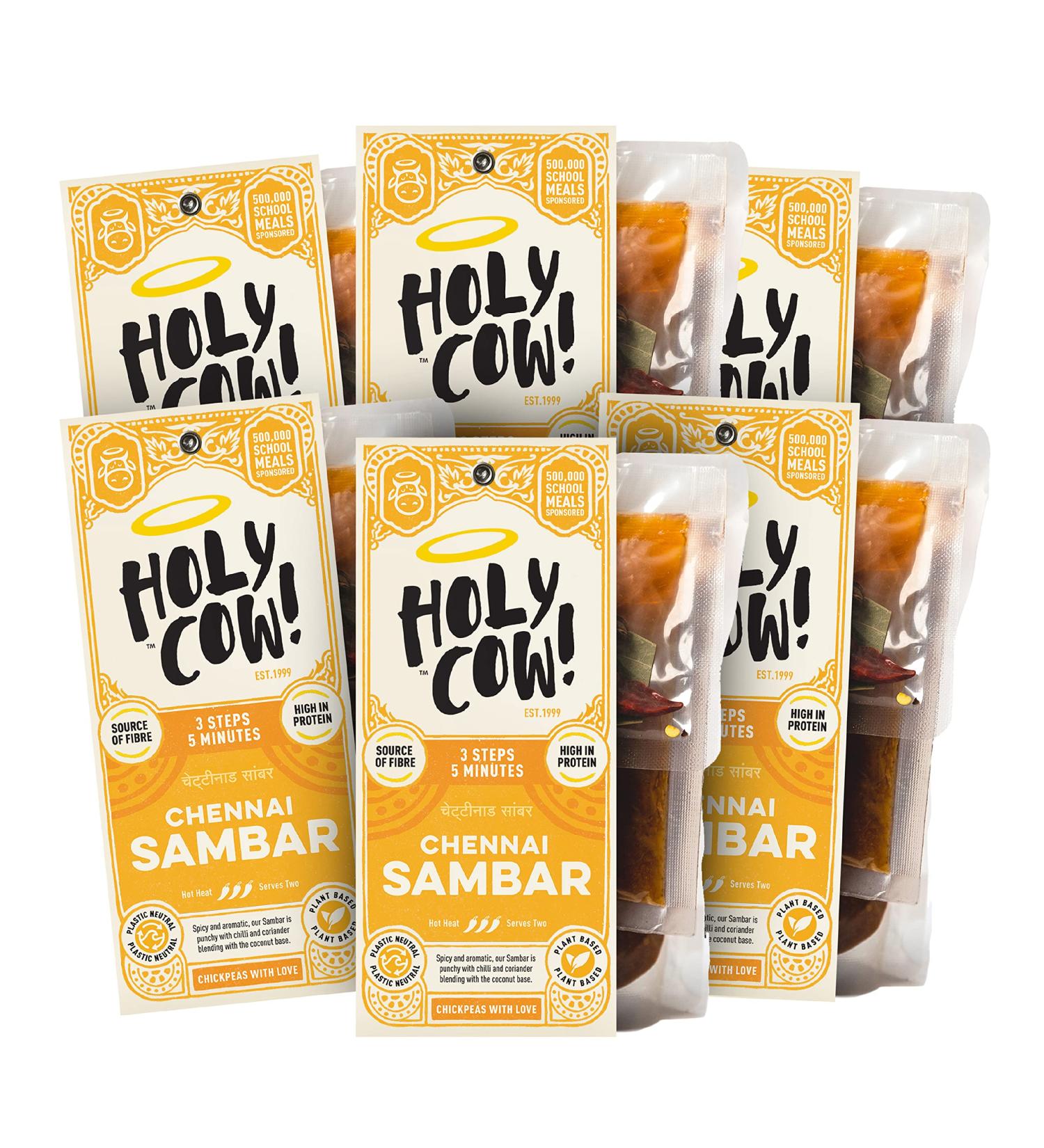 Holy Cow! Daal Curry Kit (5 x 400g) Sambar Dahl Gluten Free Vegan Curry Kit Indian Snacks Indian Ready Meals Yellow Lentils - Buy Online on SooperMarket.com