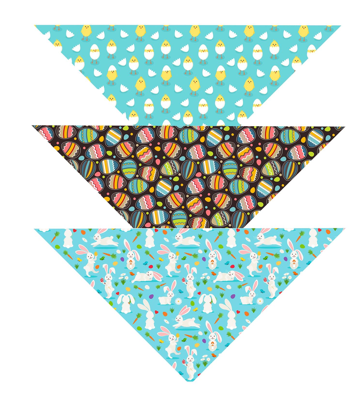 Native Pup Easter Dog Bandana| 3-Pack| Spring Scarf Set Eggs  Bunnies  Chicks (Easter  Large) Large (Pack of 3) Easter Pack 1 - Buy Online on SooperMarket.com