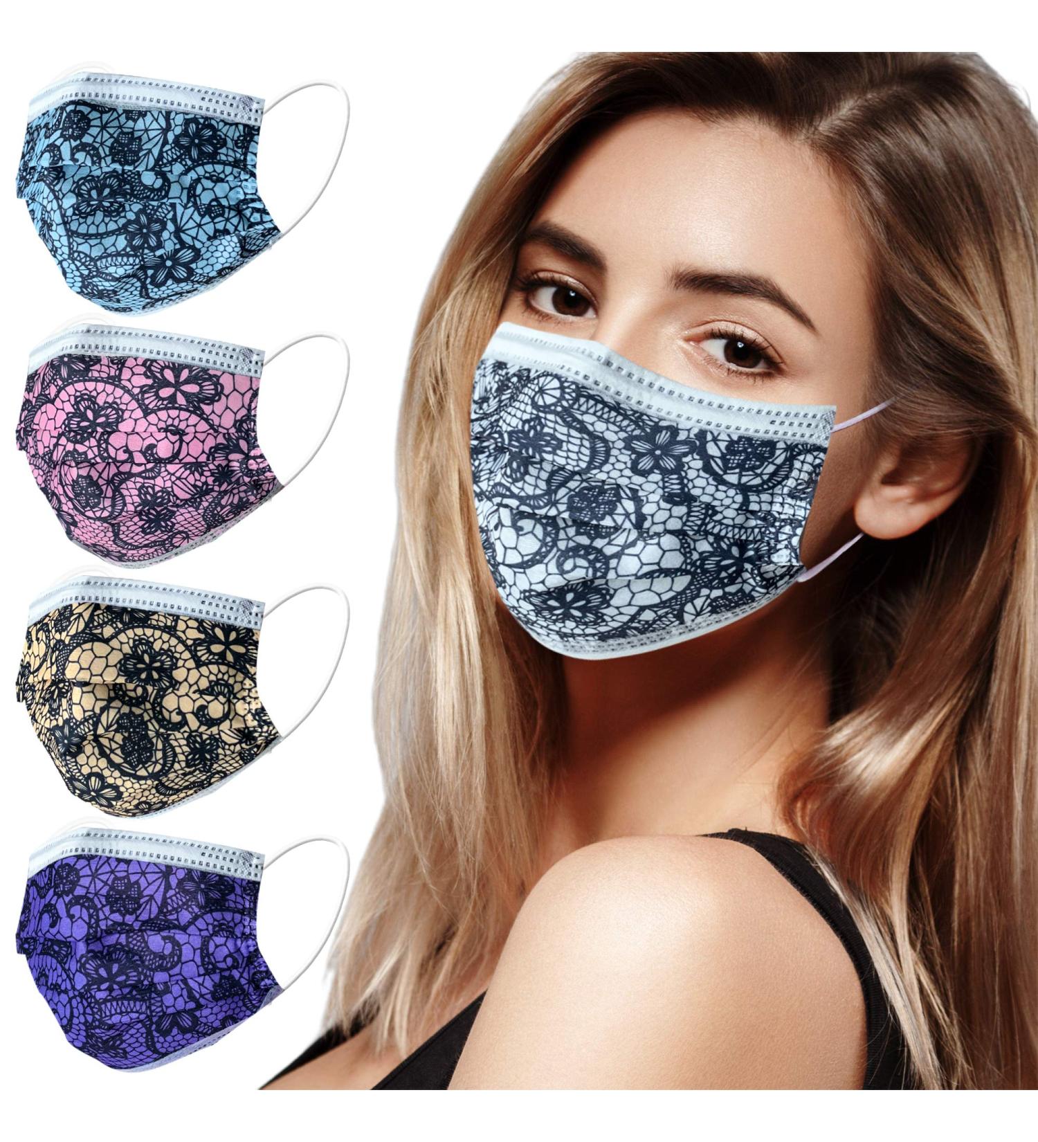 Individually Wrapped Cute Printed Disposable Face Masks for Adults - 50Pcs L-multicolor - Buy Online on SooperMarket.com