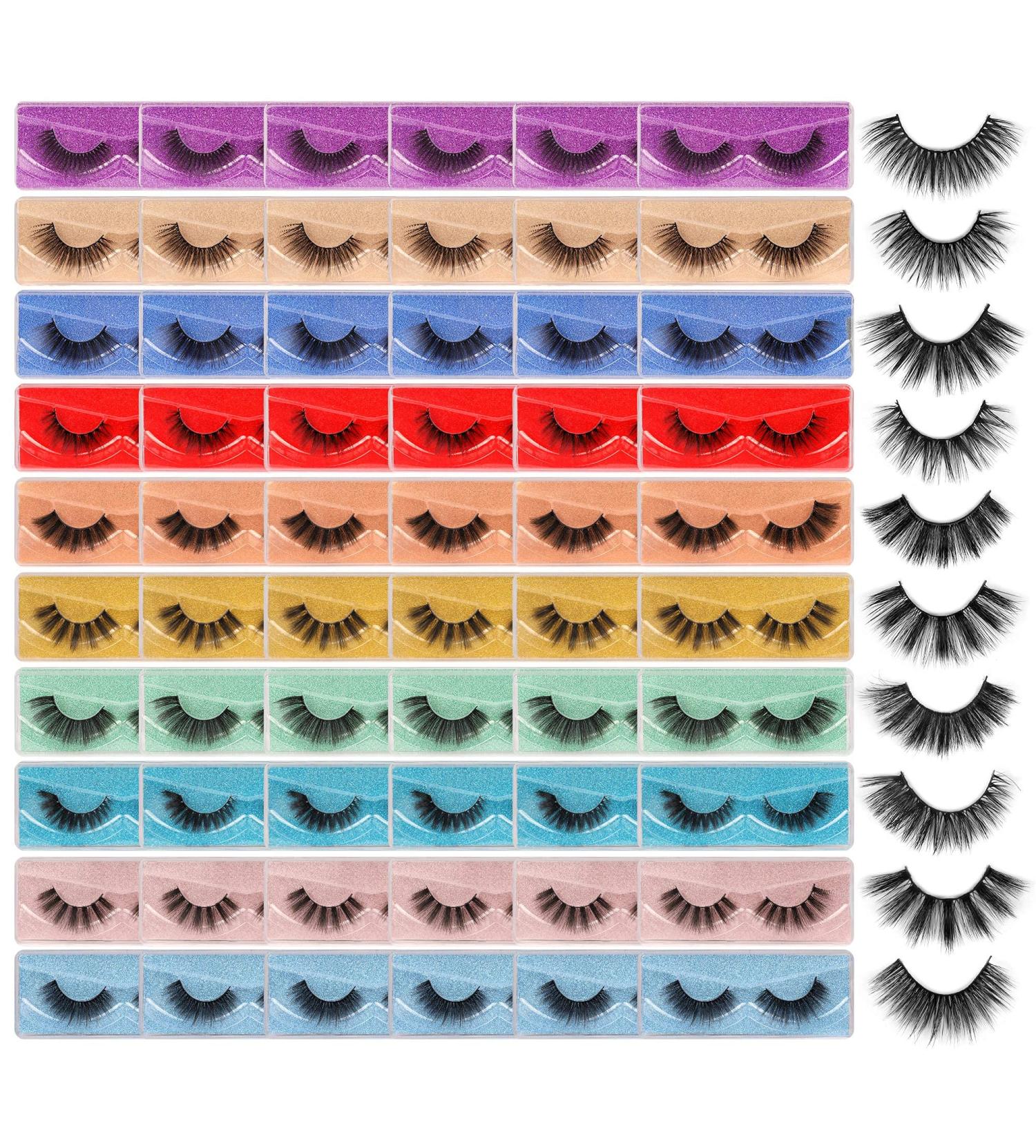Wholesale Faux Mink Eyelashes - 10 Styles, 60 Pairs, 3D Lashes in Portable Boxes - Buy Online on SooperMarket.com