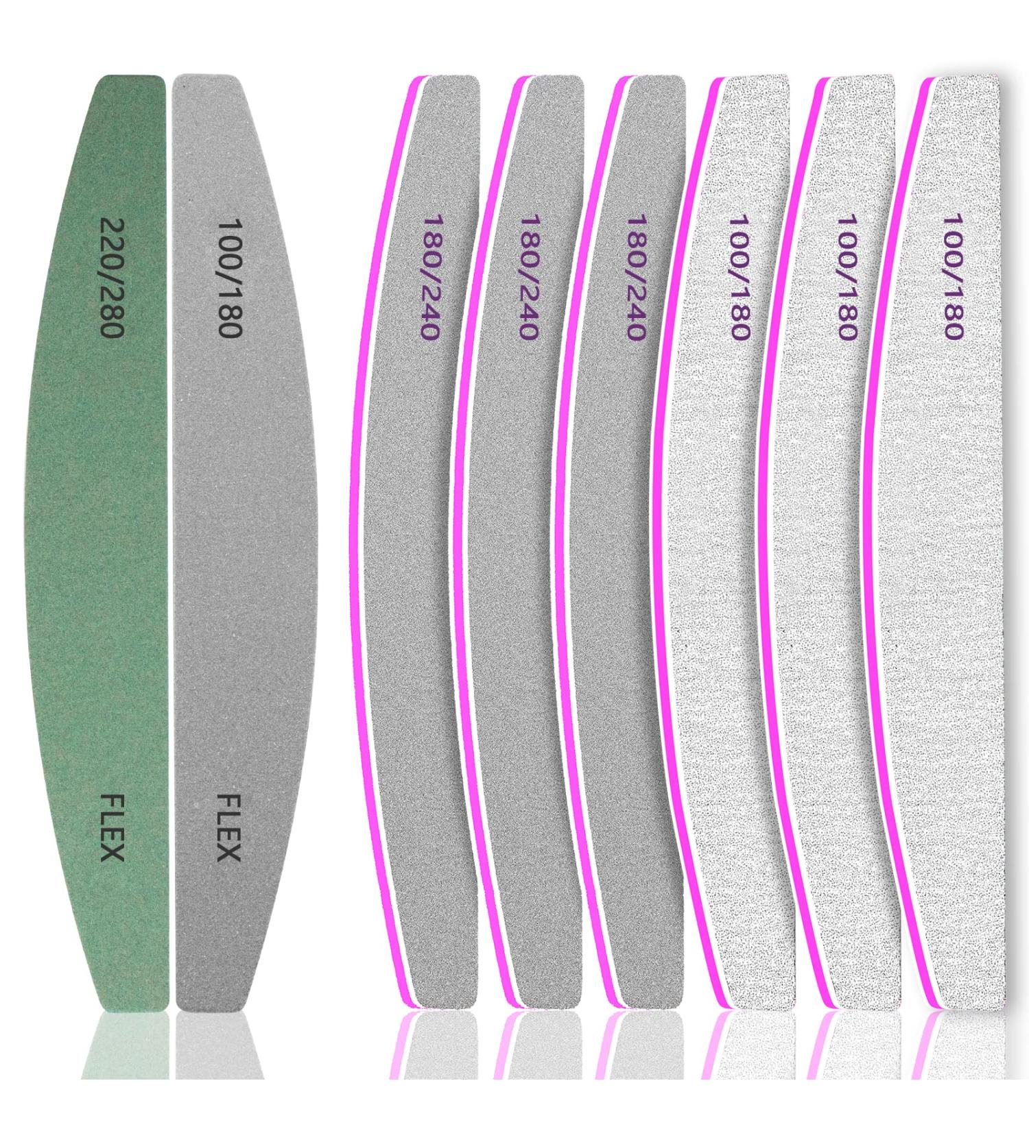 8 Pcs Professional Nail Files and Buffers - Double Sided 100/180/240 Grit for Natural and Acrylic Nails - Shaping & Smoothing Kit - Buy Online on SooperMarket.com