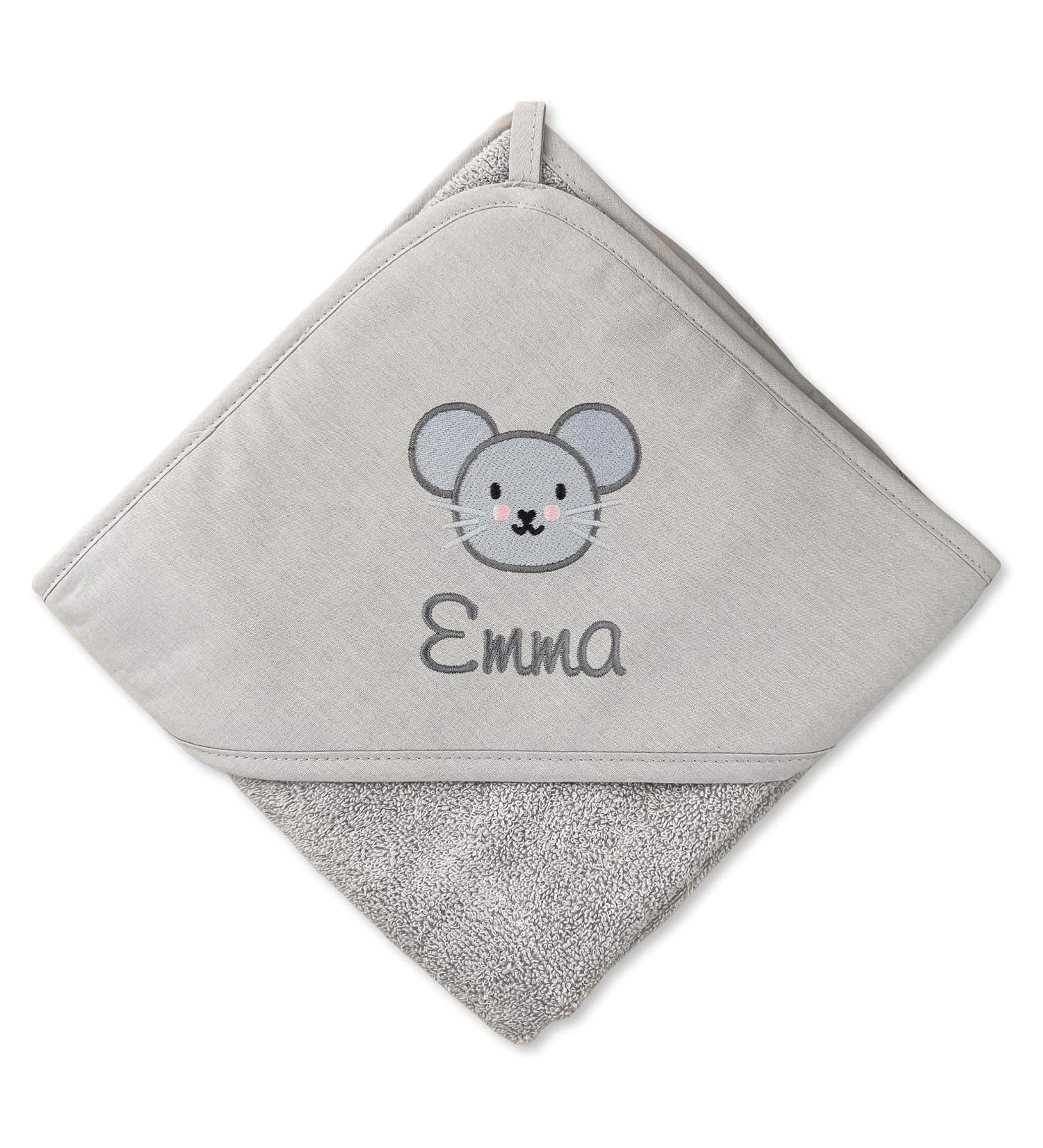 Personalized Hooded Towel for Babies & Kids - 100% Cotton 75x75cm Gray Towel for Boys & Girls - Buy Online on SooperMarket.com