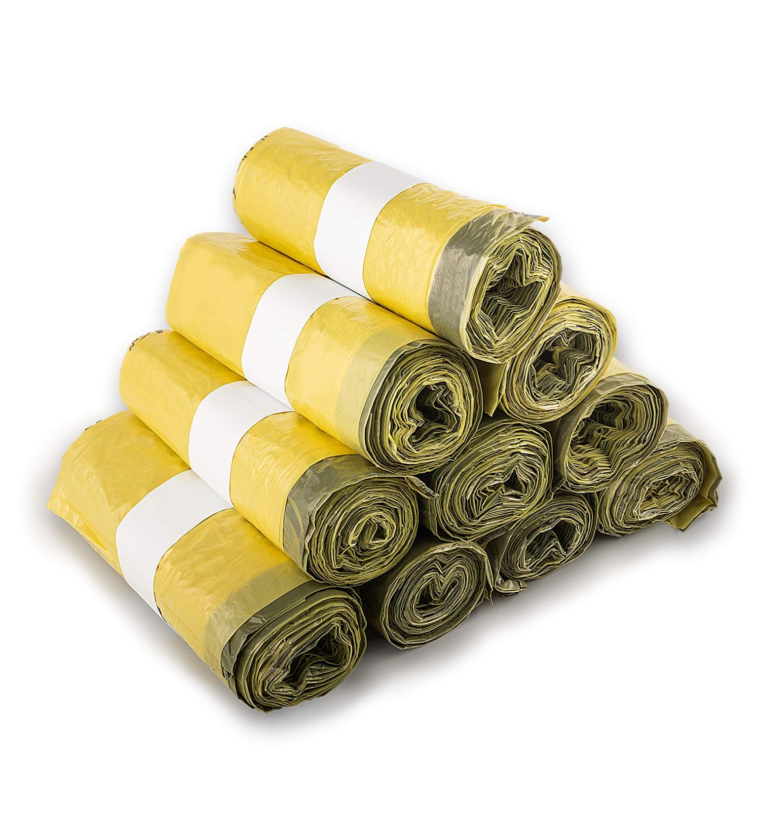 Extra Strong Yellow Recycling Bags with Drawstring - 90 Liters 22 Thickness (Pack of 10) - Durable & Eco-Friendly Shipping Worldwide - Buy Online on SooperMarket.com