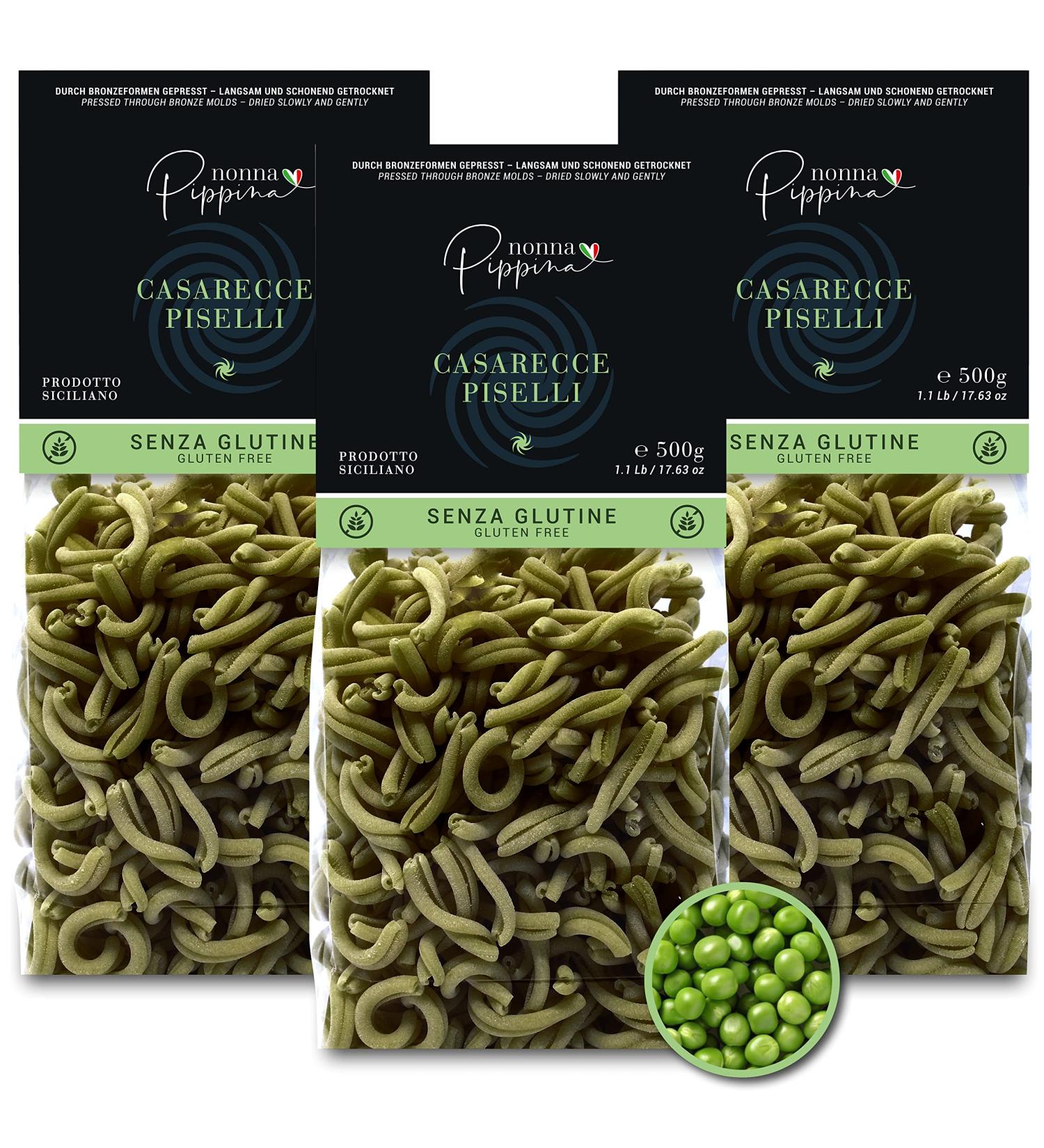 Nonna Pippina Casarecce Gluten-Free Pasta | Vegan Peas Pasta | 3 x 500g | Bronze-Formed & Slow Dried - Buy Online on SooperMarket.com
