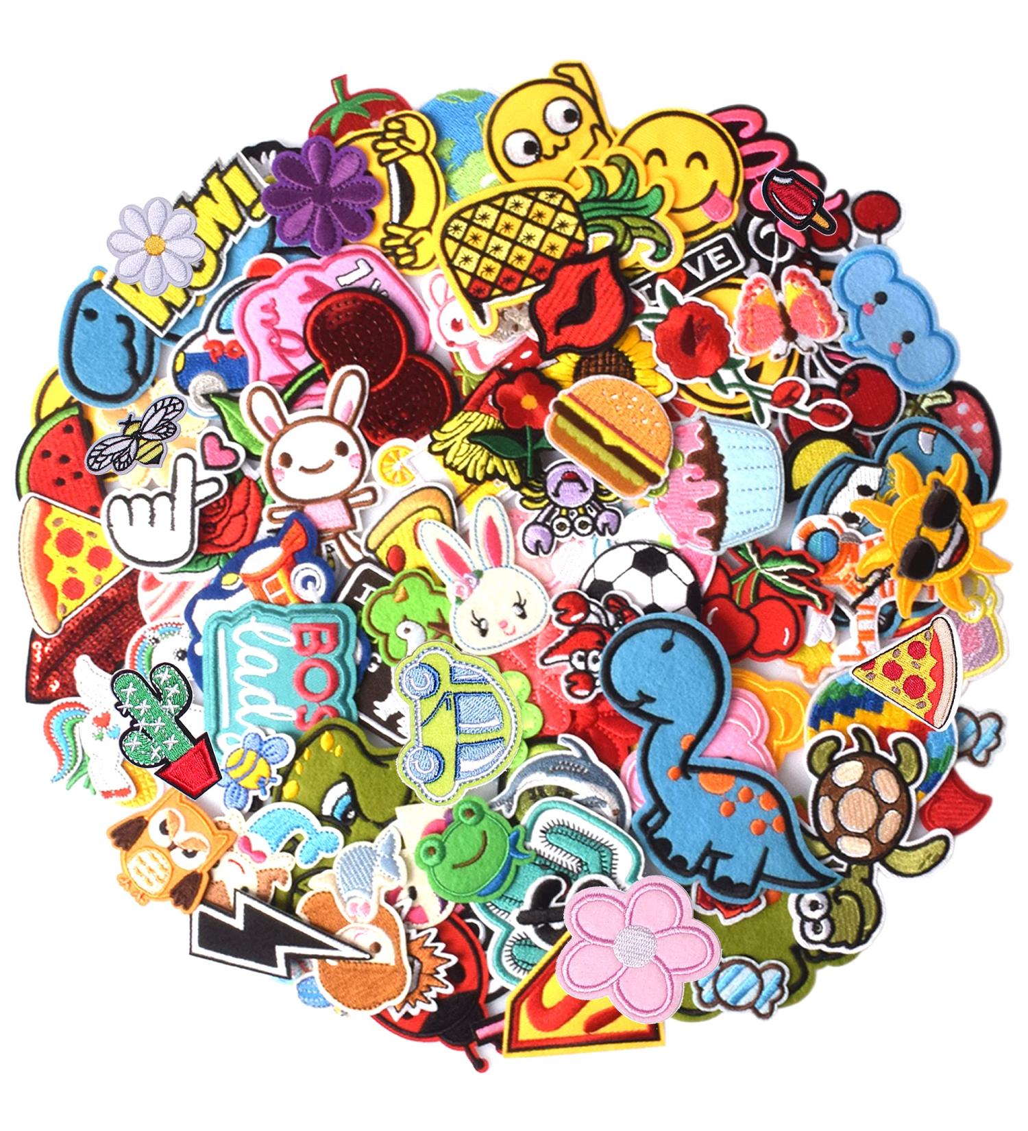 60pcs Random Assorted Styles Embroidered Patches - Sew on/Iron on Applique for Clothes, Hats, Jeans - DIY Accessory - Buy Online on SooperMarket.com