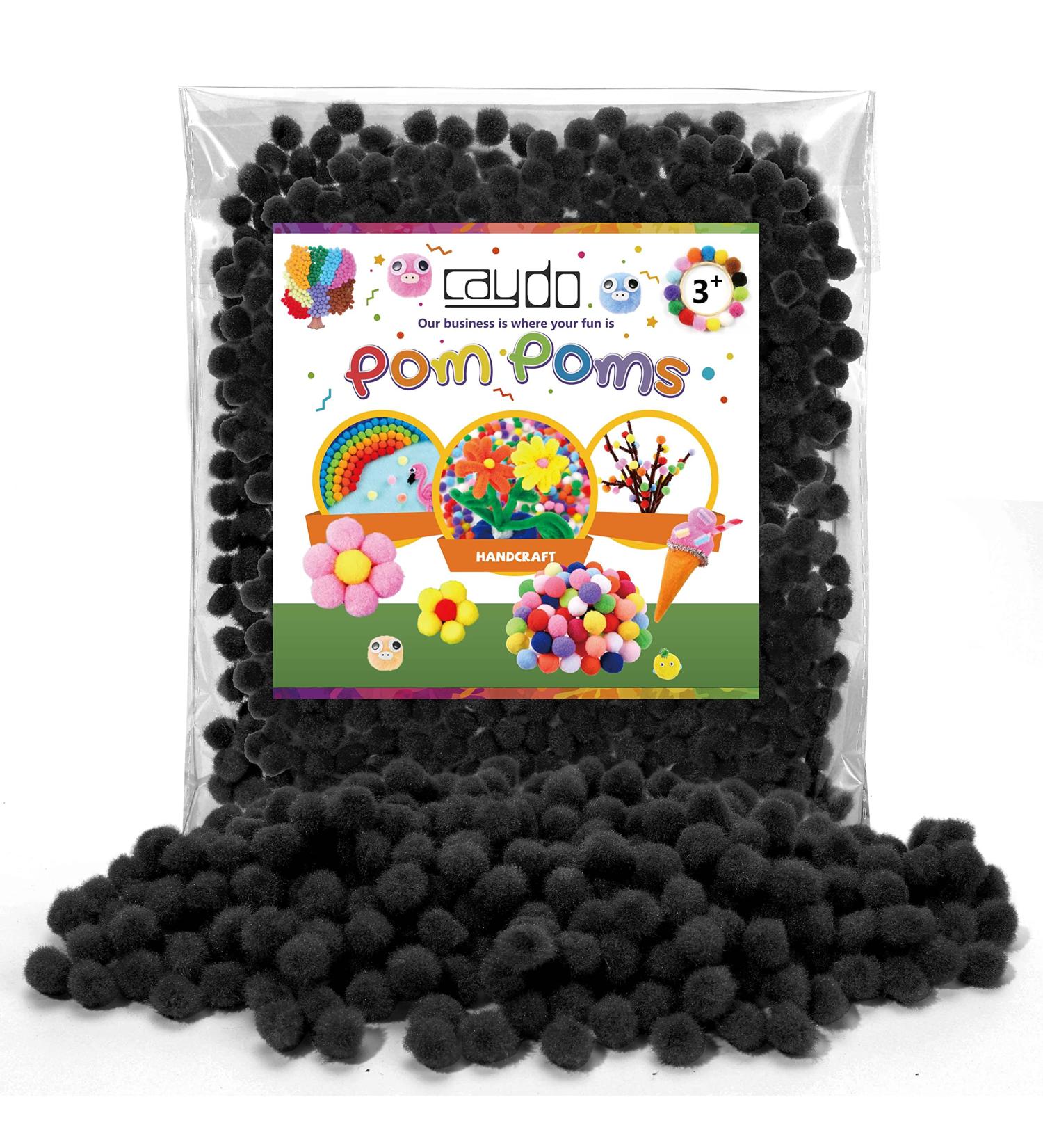 Caydo 500 Pieces 1cm Black Pom Poms - Mini Craft DIY Art Balls for Kids Creative Projects - Buy Online on SooperMarket.com