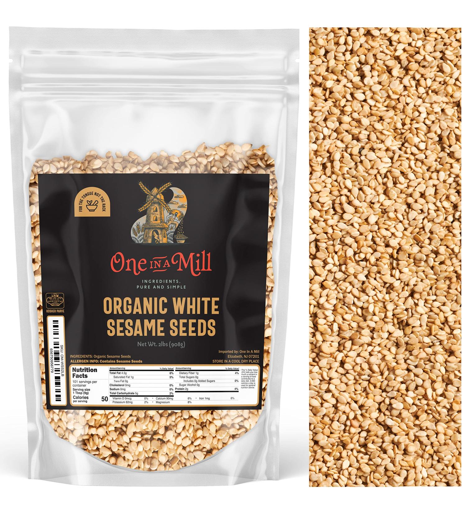 Organic White Sesame Seeds - 2lb Pack | Non-GMO, Vegan & Kosher | Ideal for Salad Dressing, Baking & Cooking - Buy Online on SooperMarket.com
