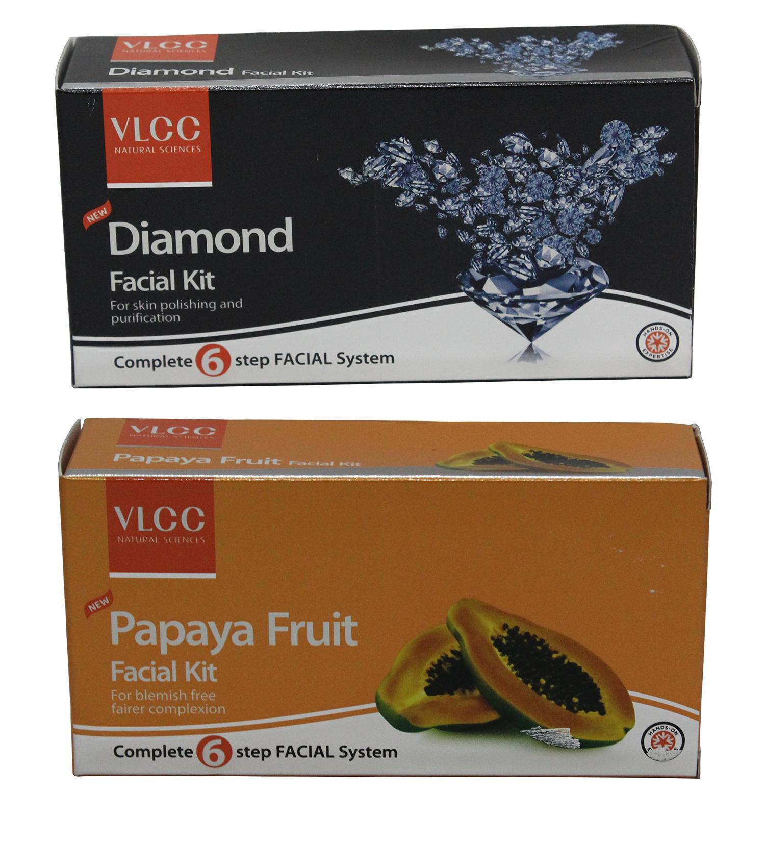 VLCC Diamond Facial Kit & Papaya Fruit Facial Kit Combo