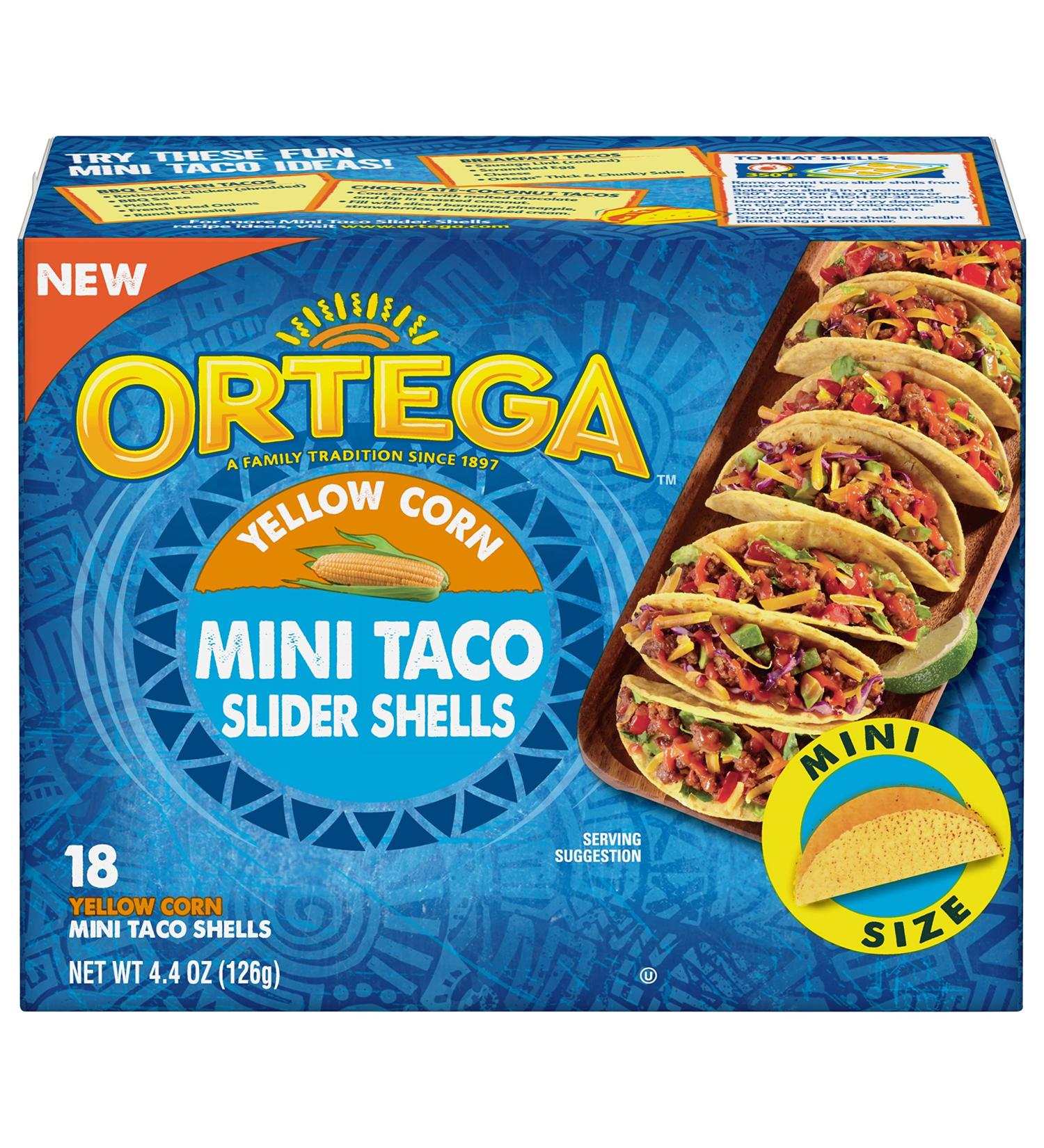 Ortega Mini Taco Slider Shells Yellow Corn 4.4 oz - 18 Count - Buy Online on SooperMarket.com