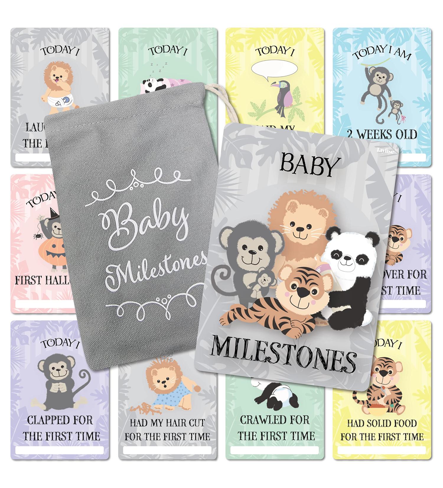 Baby Milestone Cards 57 Keepsake Moments | First Year Memories | Personalise | Unisex | Mum to be Gift | Baby ... - Buy Online on SooperMarket.com