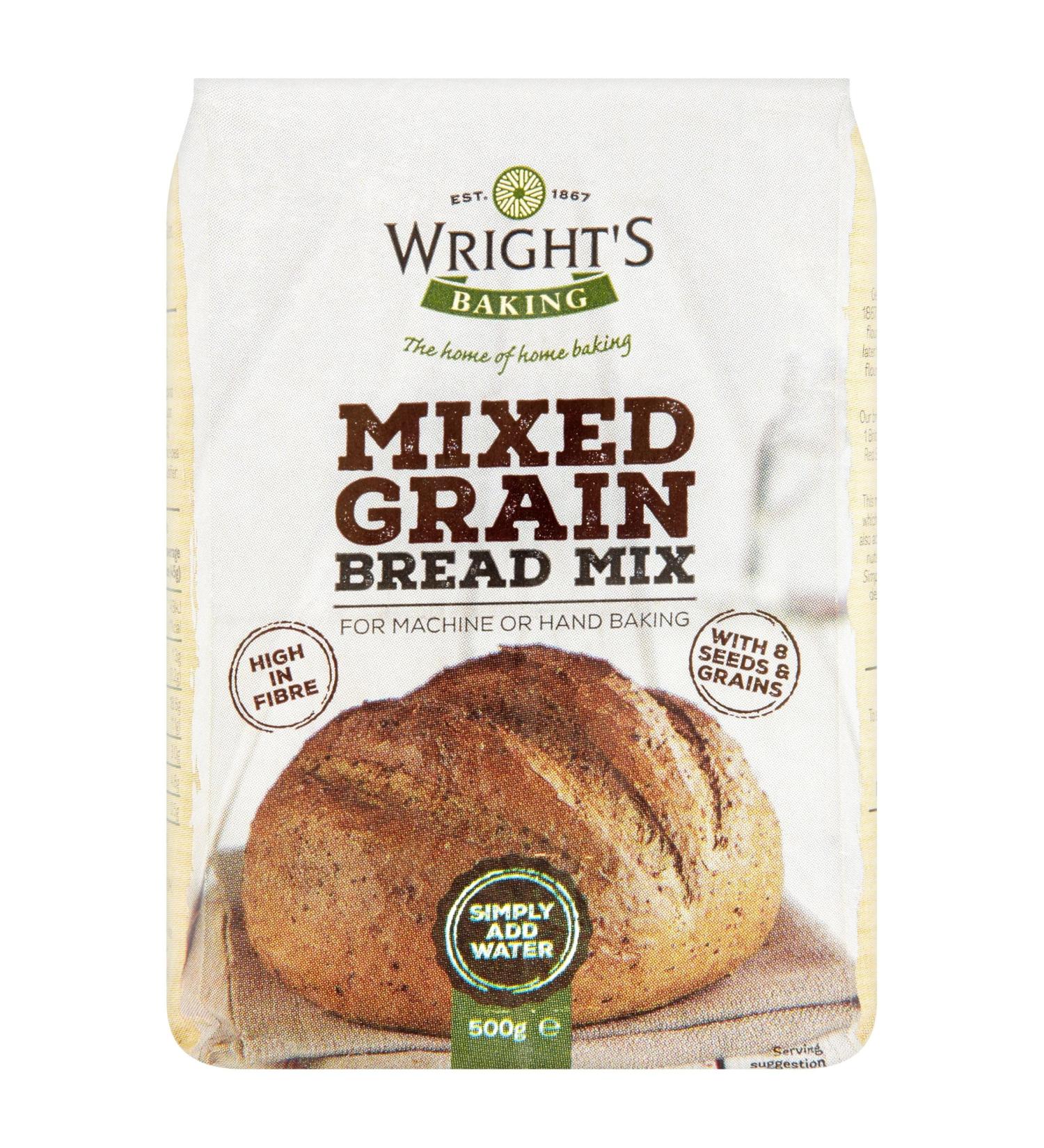 Wright's | Mixed Grain Bread Mix 2X500g (1Kg) | For Machine or Hand Baking | High in fibre | suitable for vegetarians - Buy Online on SooperMarket.com