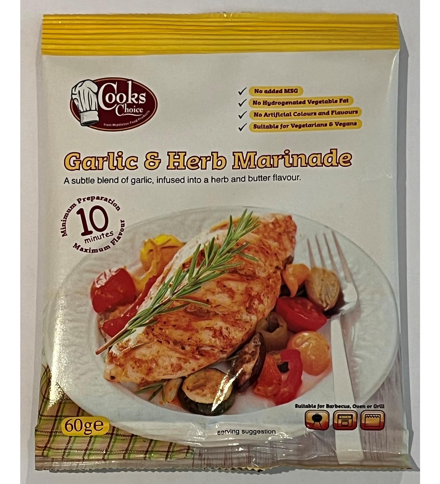 Cooks Choice Garlic & Herb Marinade/Seasoning/Flavoring/Glaze/Meat Rub 60 Grams
