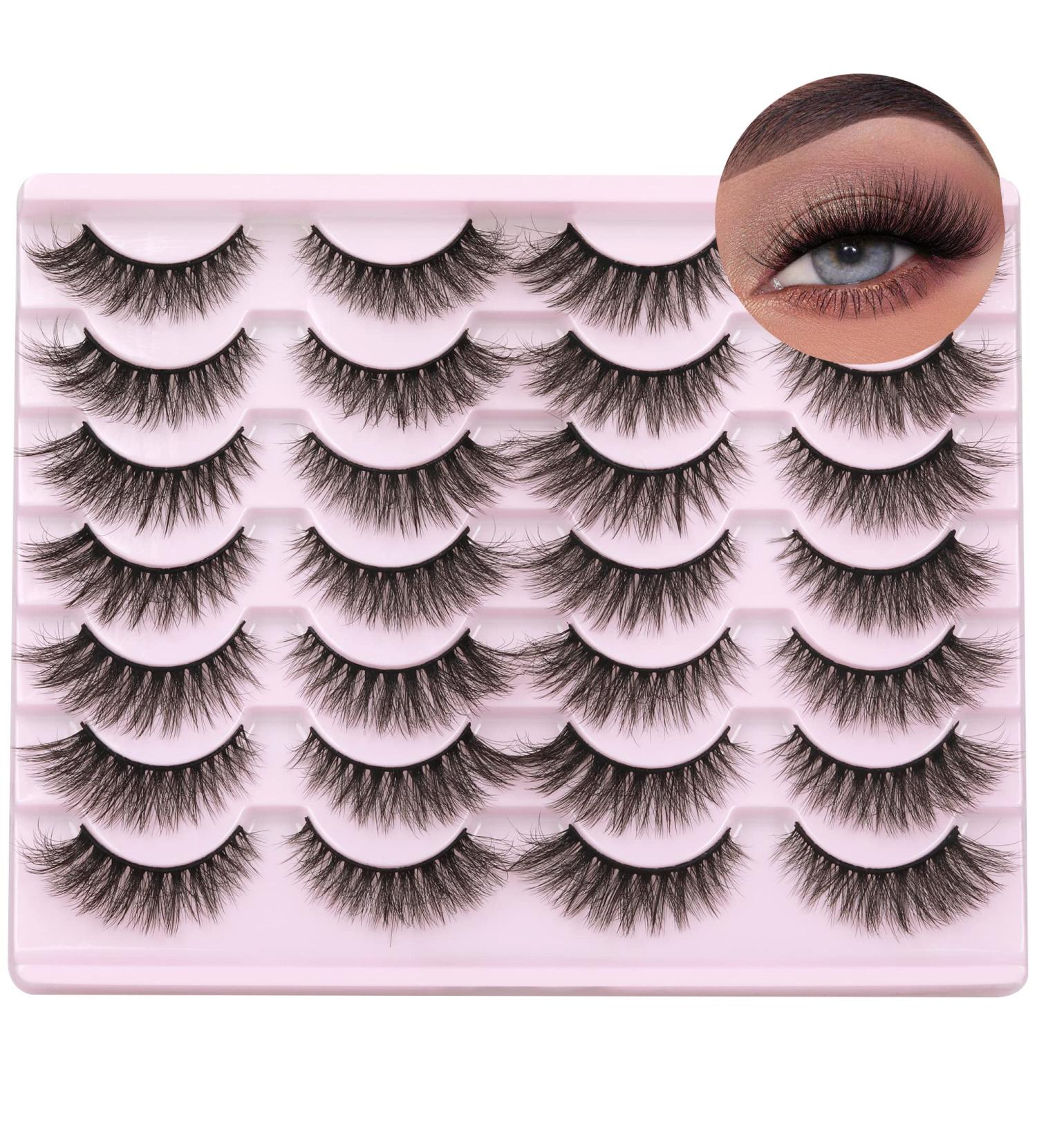 Wispy Lashes Natural False Eyelashes Fluffy 16mm Cat Eye Lashes Pack 5D 14 Pairs Fake Eyelashes by TNFVLONEINS B02 - Buy Online on SooperMarket.com