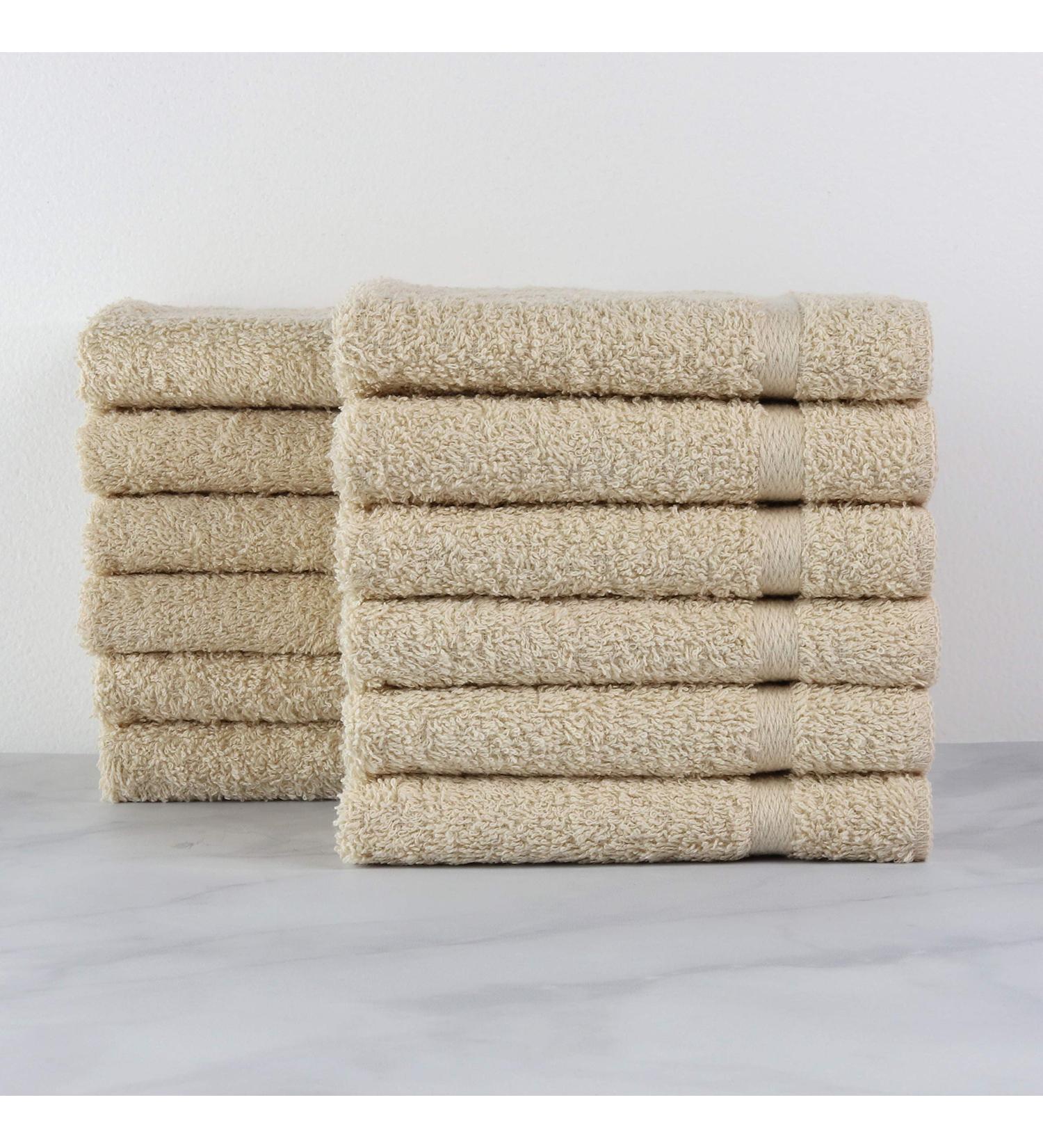 1888 Mills Crown Touch 24-Piece Utility Washcloth Set - Beige | 100% Cotton Microfiber Alternative - Buy Online on SooperMarket.com