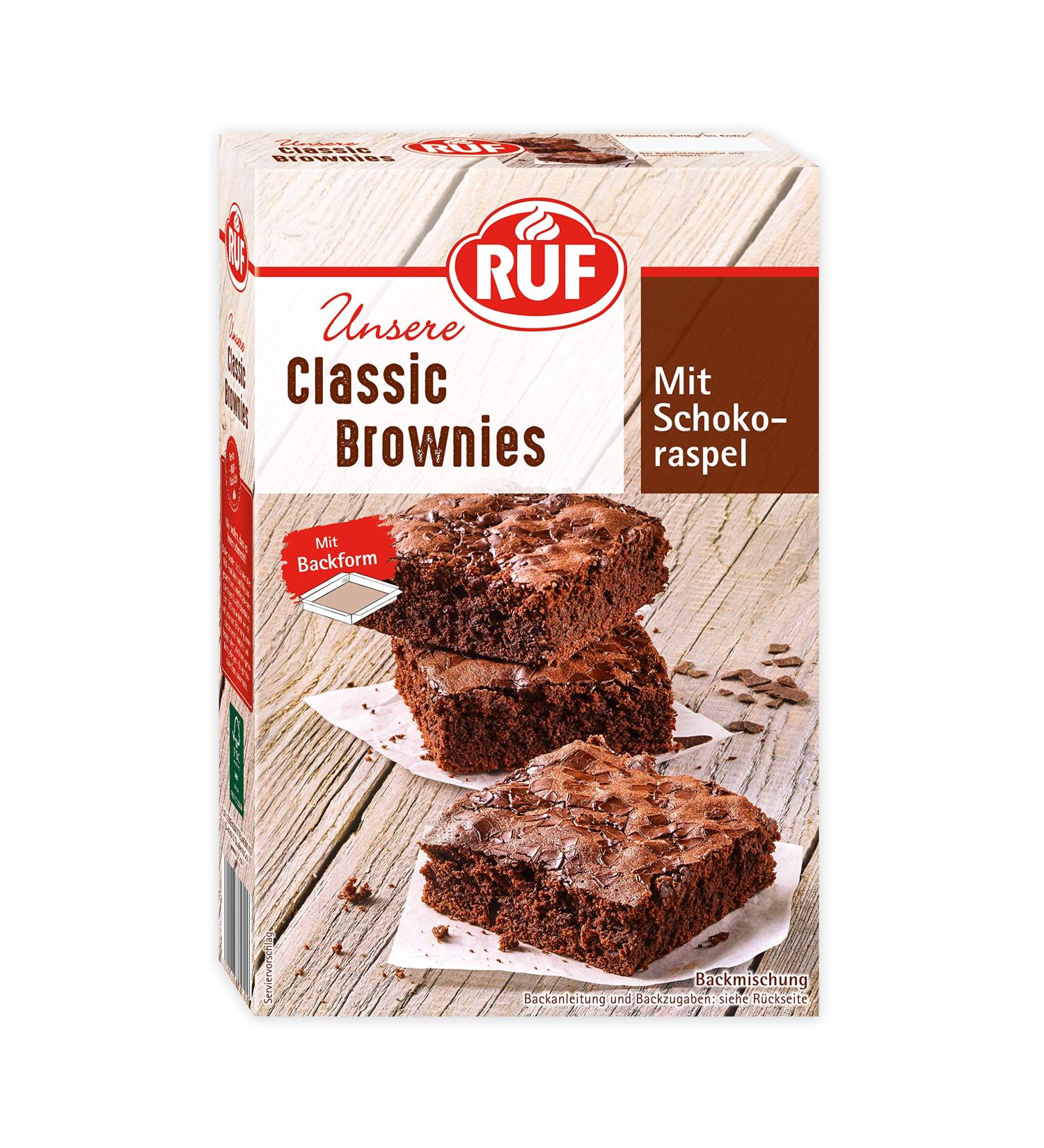 Ruf American Chocolate Brownies - Juicy Vegan 8 Pack with Baking Pan & Recipe Tips for Cheesecake Brownies - Buy Online on SooperMarket.com