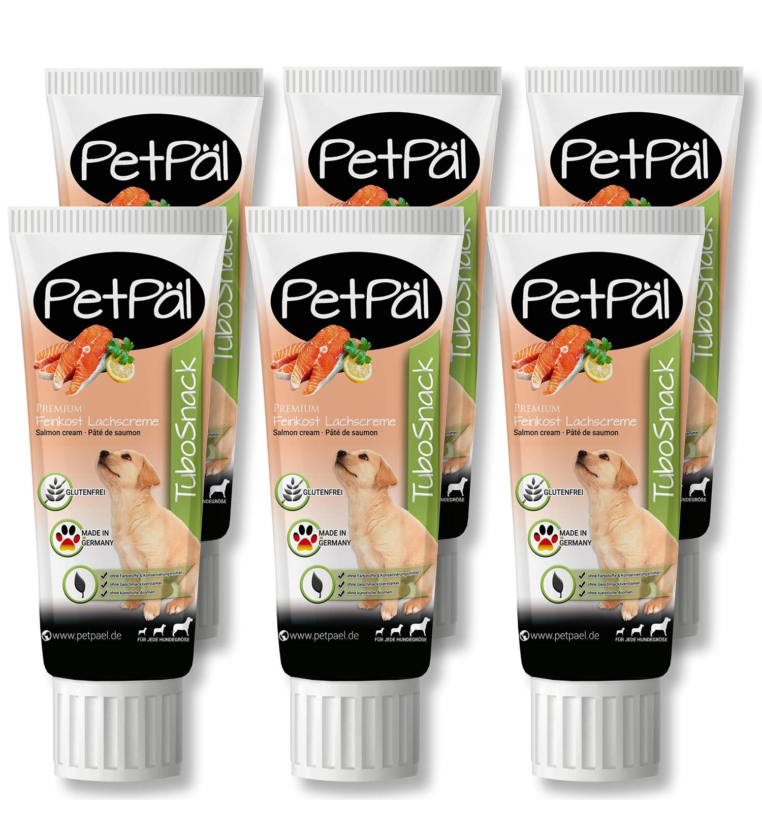 Petp l Grain-Free Dog Salmon Cream Tubosnack - Healthy Premium Treat with Omega Fatty Acids - Ideal for Puppies - 6x75g Made in Germany - Buy Online on SooperMarket.com
